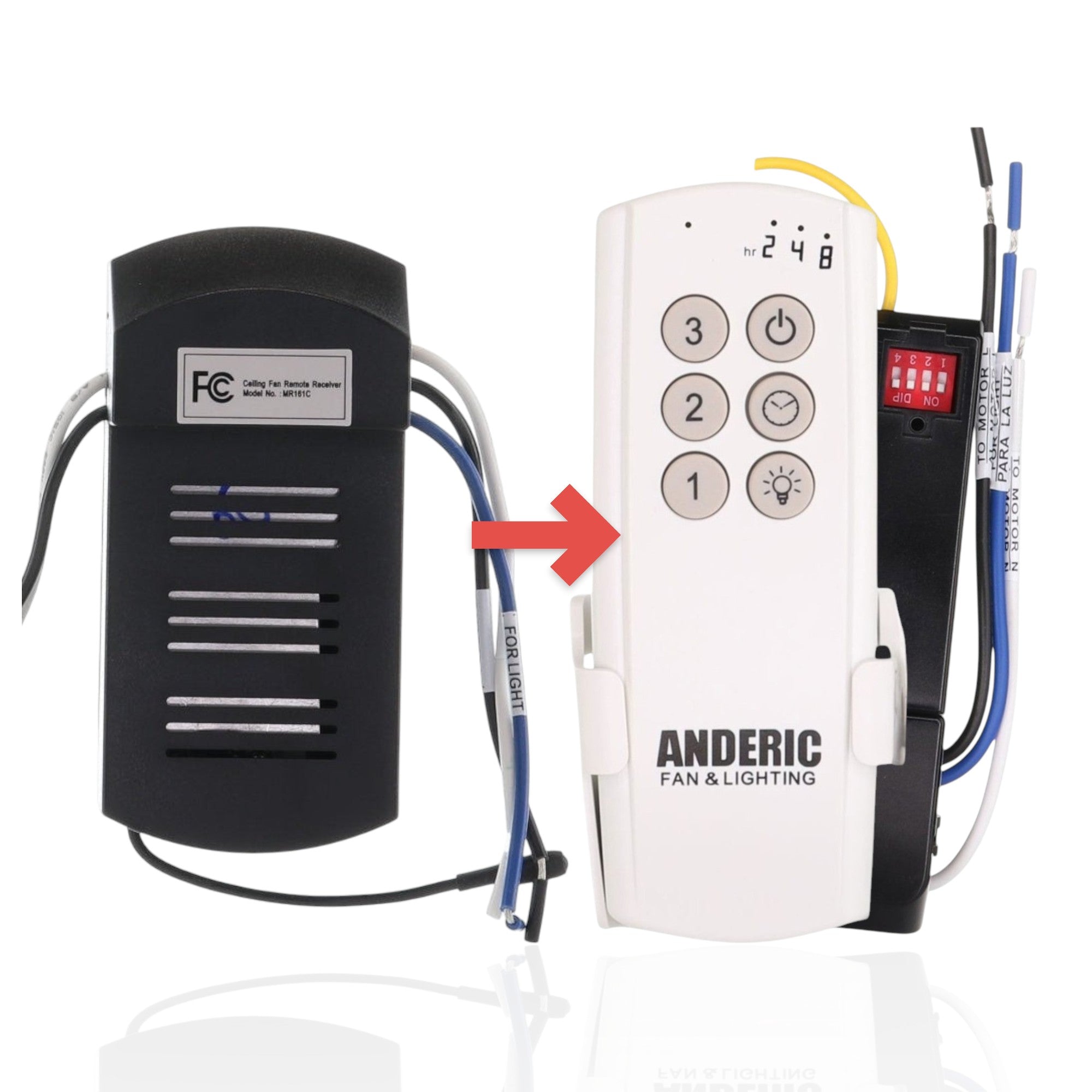 Anderic Substitute Kit for Harbor Breeze MR161C Ceiling Fan Receiver [63T-AC83T-KIT]