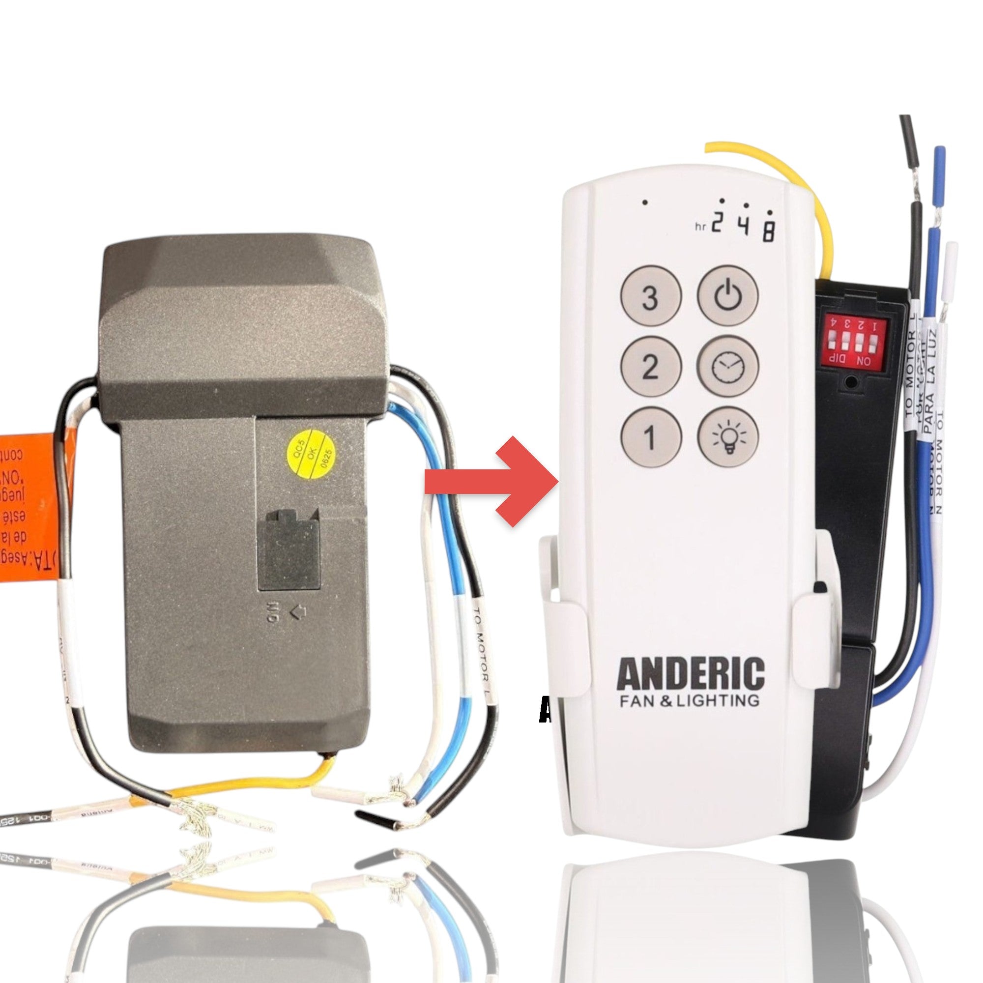 Anderic Substitute Kit for Hampton Bay UC7067RYAI / 1000408143 Ceiling Fan Receiver - UC7067RYAI [63T-AC83T-KIT]