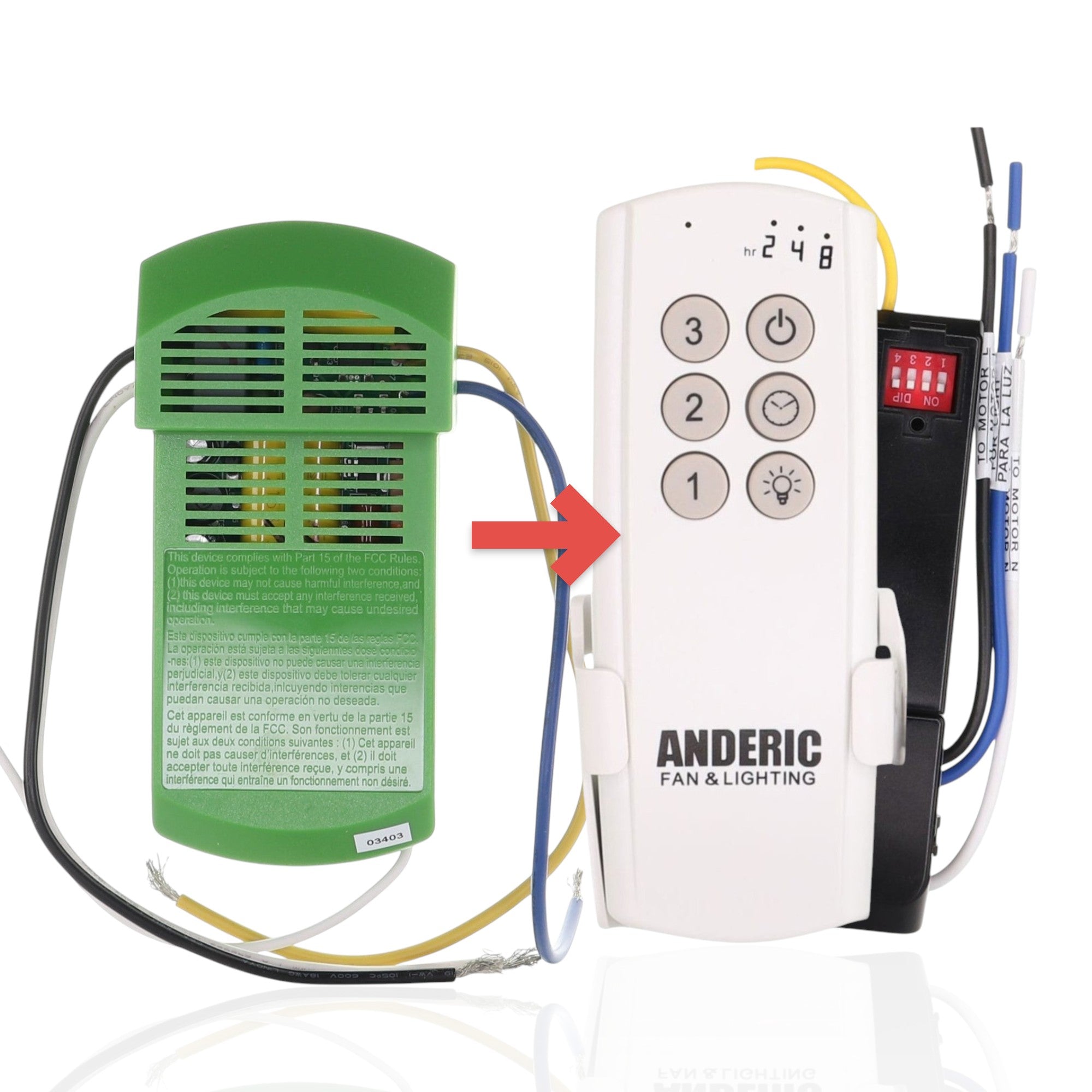 Anderic Substitute Kit for Hampton Bay / Hunter K803201000 3-Speed Ceiling Fan Receiver - K803201000 [63T-AC83T-KIT]