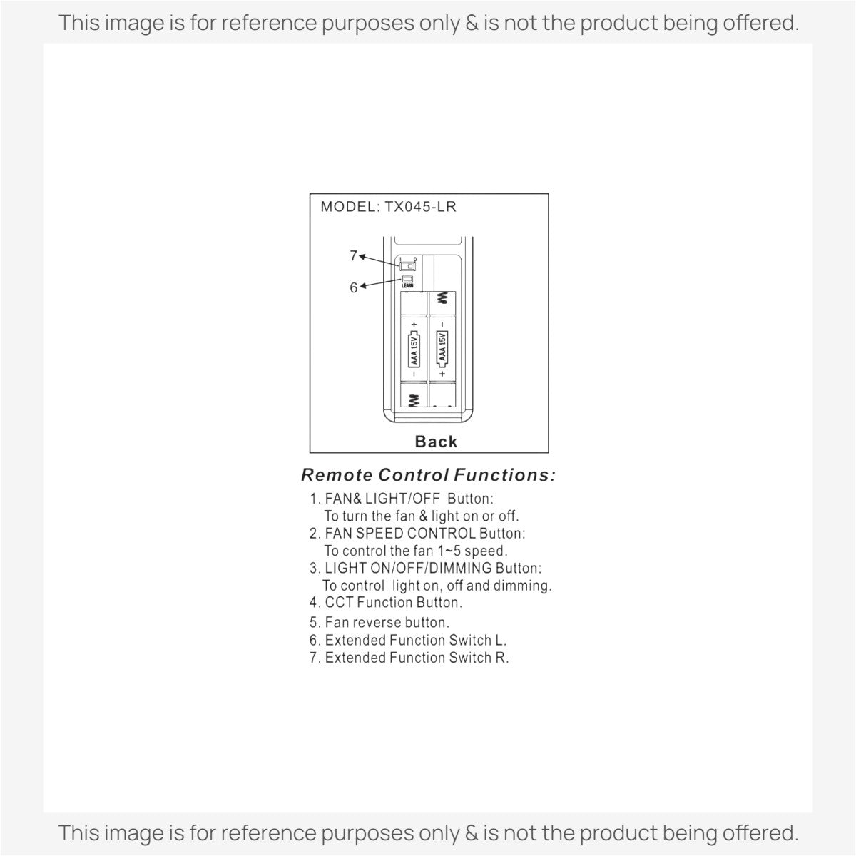 Anderic Substitute for Home Decorators Collection TX045-LR Ceiling Fan Remote Control | CCT [RRTX045LR]