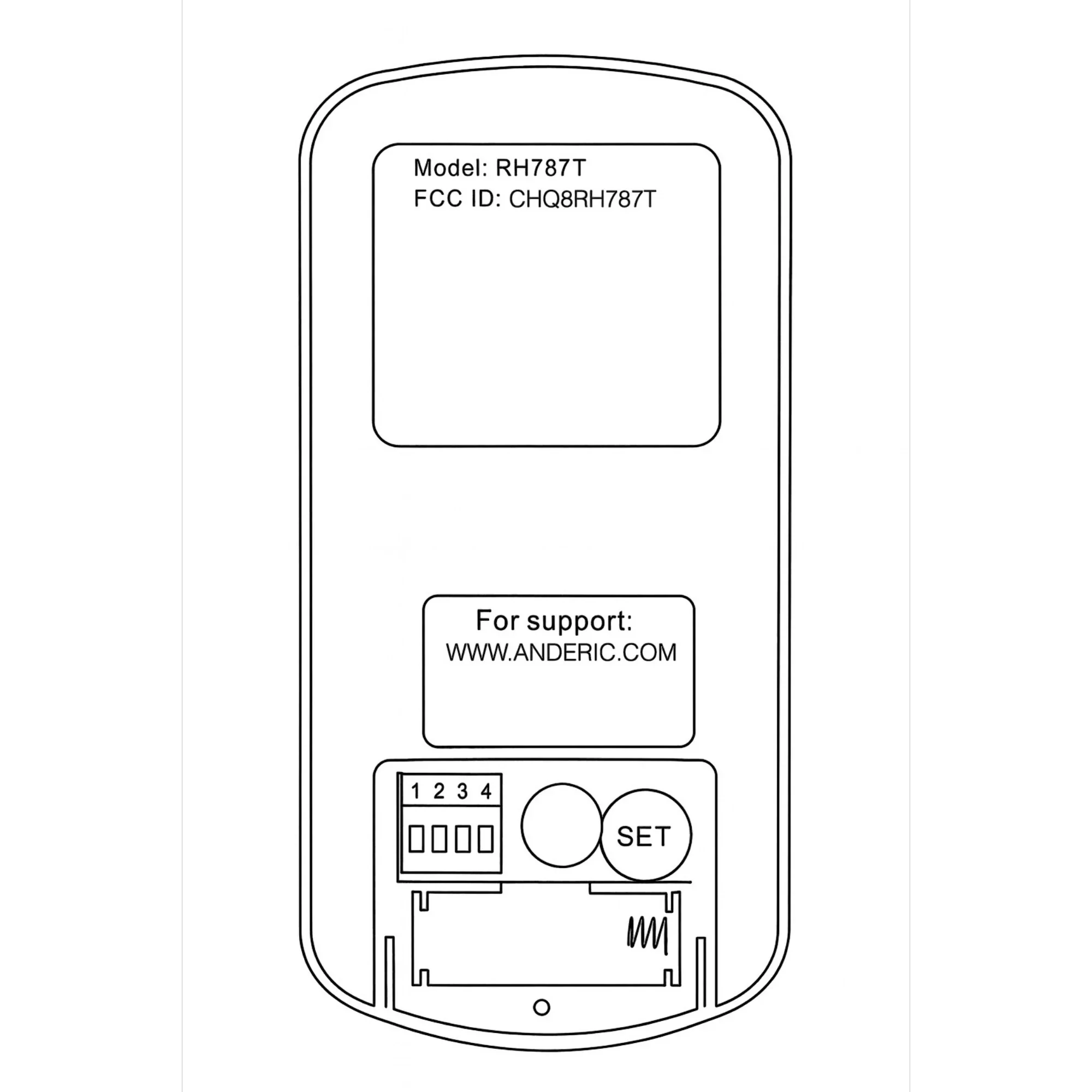 Anderic Substitute for Monte Carlo RH787T With up and down lights Ceiling Fan Remote Control [RR787T, no up light]