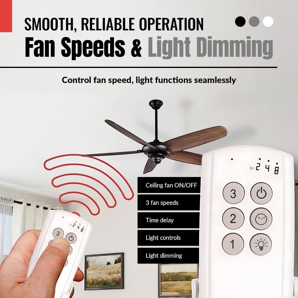 Anderic Substitute Kit for Hampton Bay TR171A KUJCE10202 4-SPEED Ceiling Fan Remote Control [63T-AC83T-KIT]
