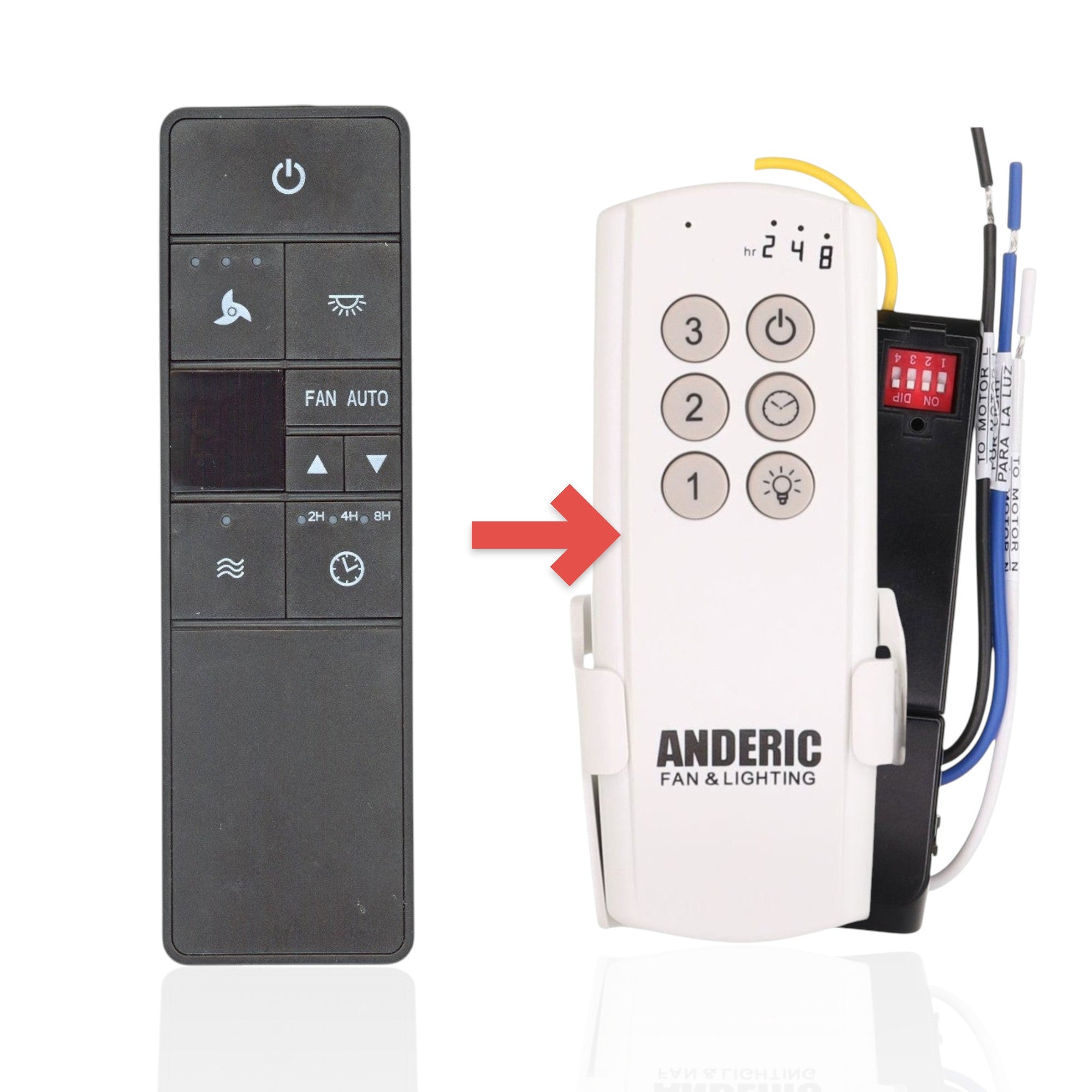 Anderic Substitute Kit for Hampton Bay TR222A Ceiling Fan Remote Control [63T-AC83T-KIT]