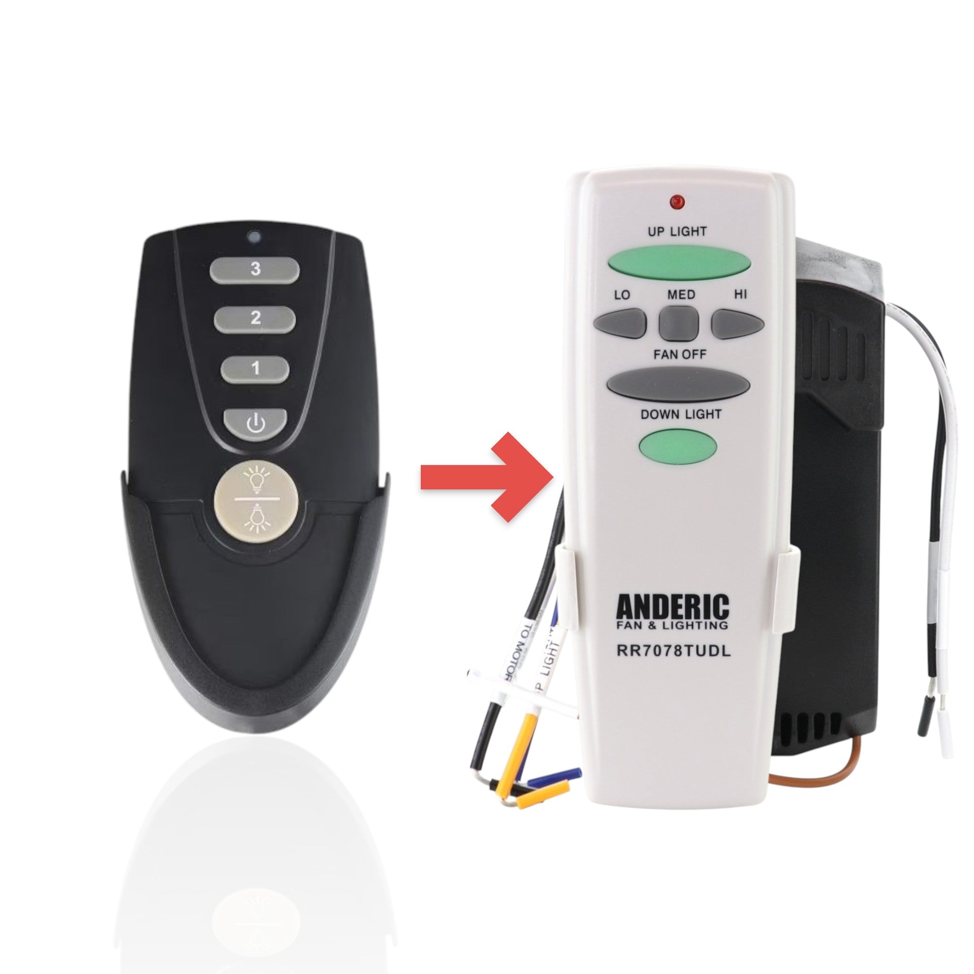 Anderic Substitute for Home Decorators Collection UC7222TUDL Ceiling Fan Remote Control [RR7078TUDLKIT]