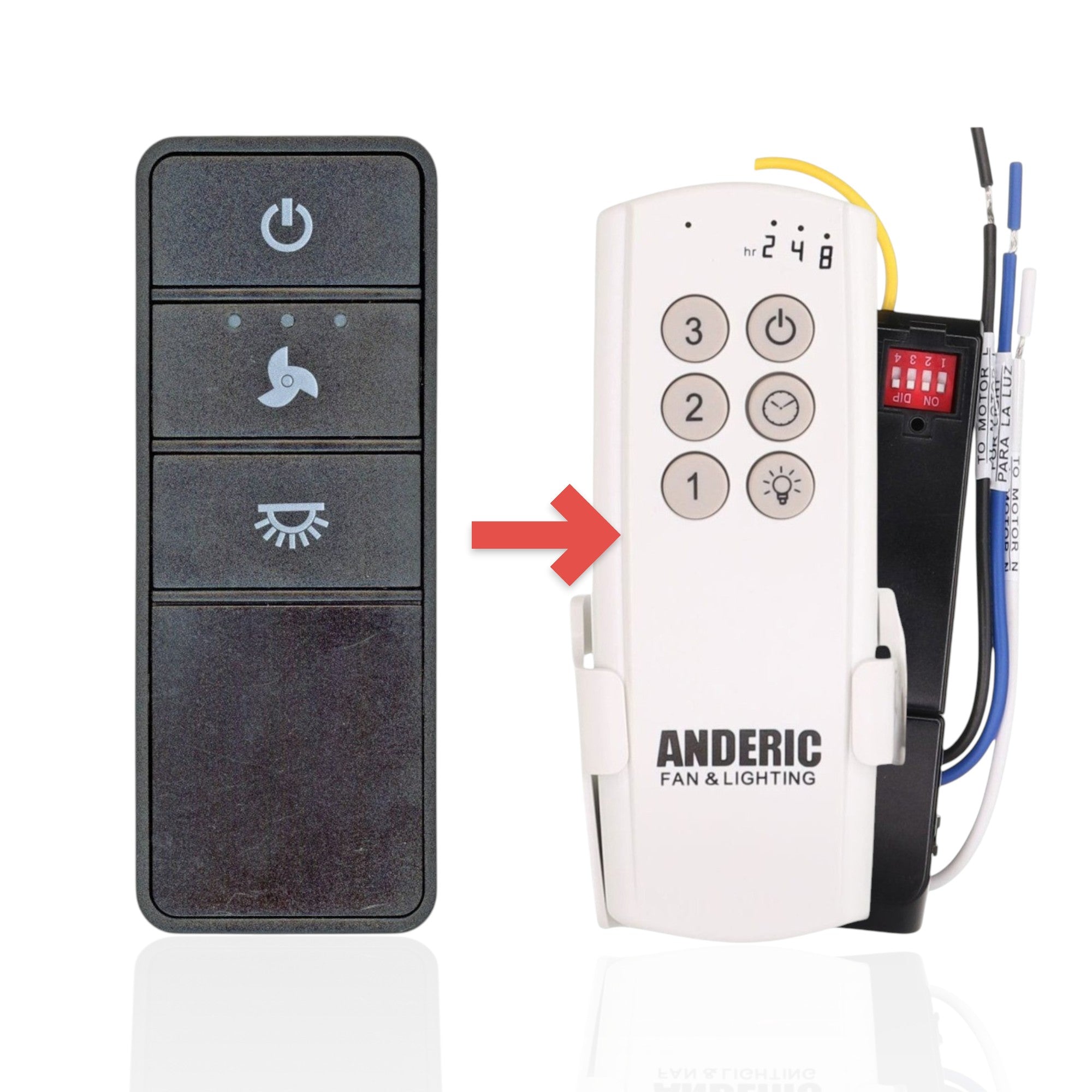 Anderic Substitute Kit for Hampton Bay TX028LR Ceiling Fan Remote Control - A25TX028LR [63T-AC83T-KIT]