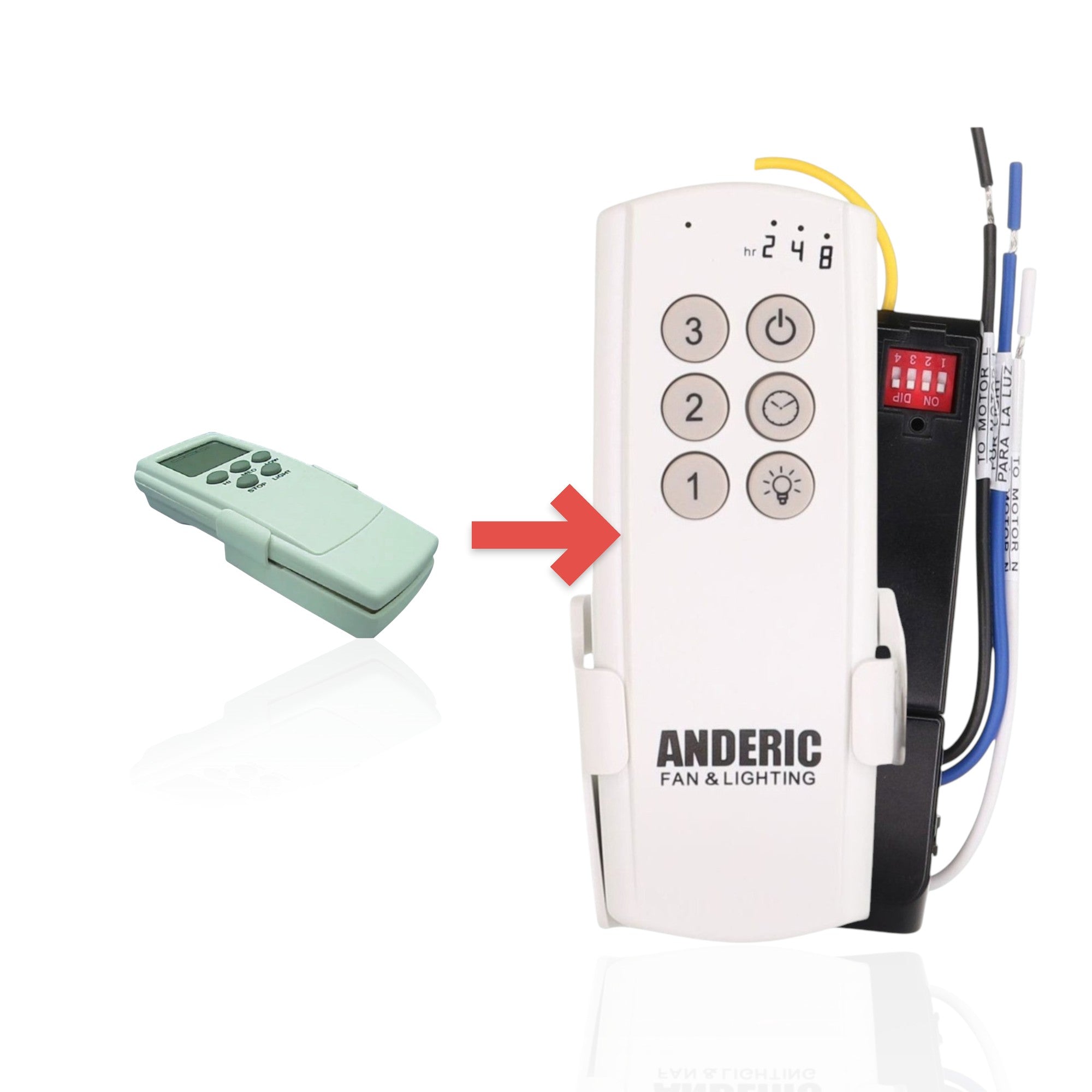 Anderic Substitute Kit for KUJ9302 Ceiling Fan Remote Control [63T-AC83T-KIT]