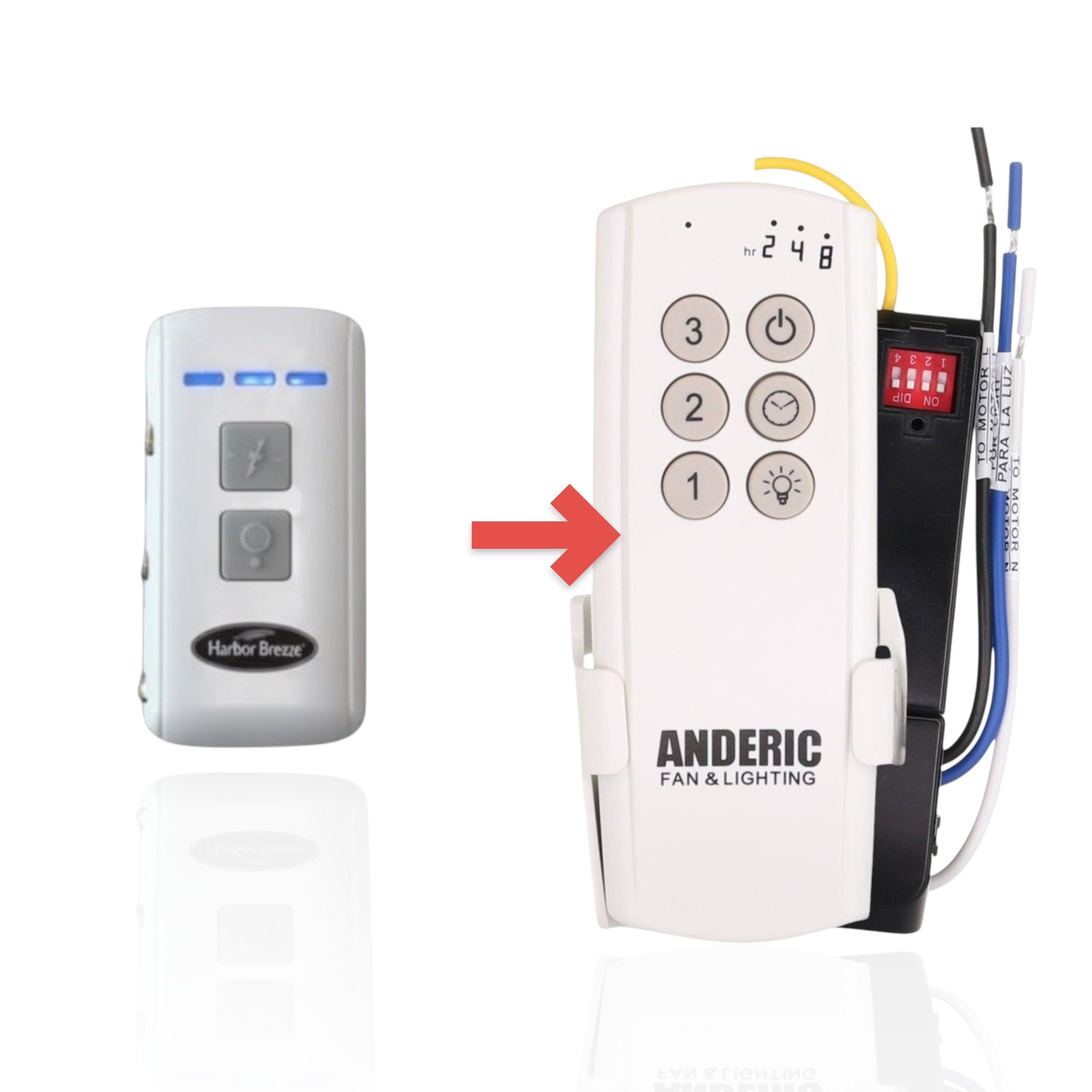 Anderic Substitute Kit for Harbor Breeze RCI107L Ceiling Fan Remote Control Kit [63T-AC83T-KIT]