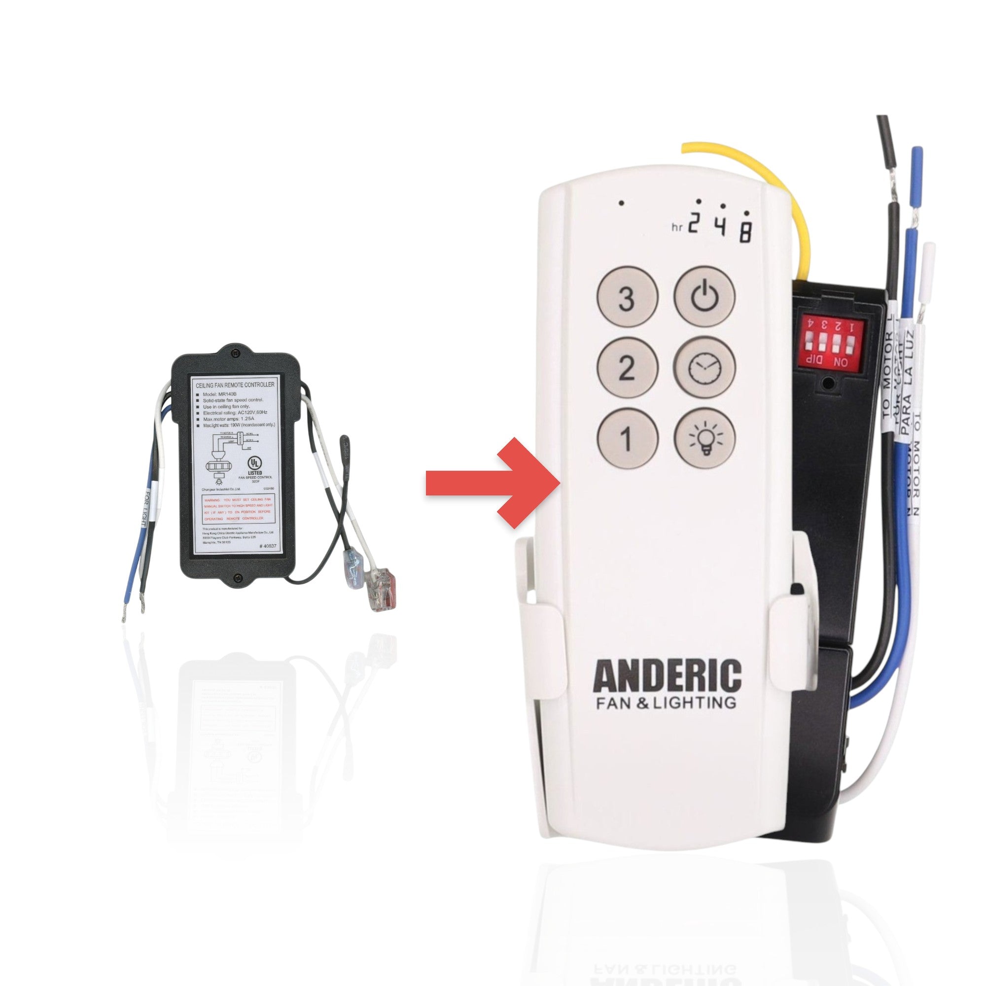 Anderic Substitute Kit for Harbor Breeze MR140B Ceiling Fan Receiver [63T-AC83T-KIT]