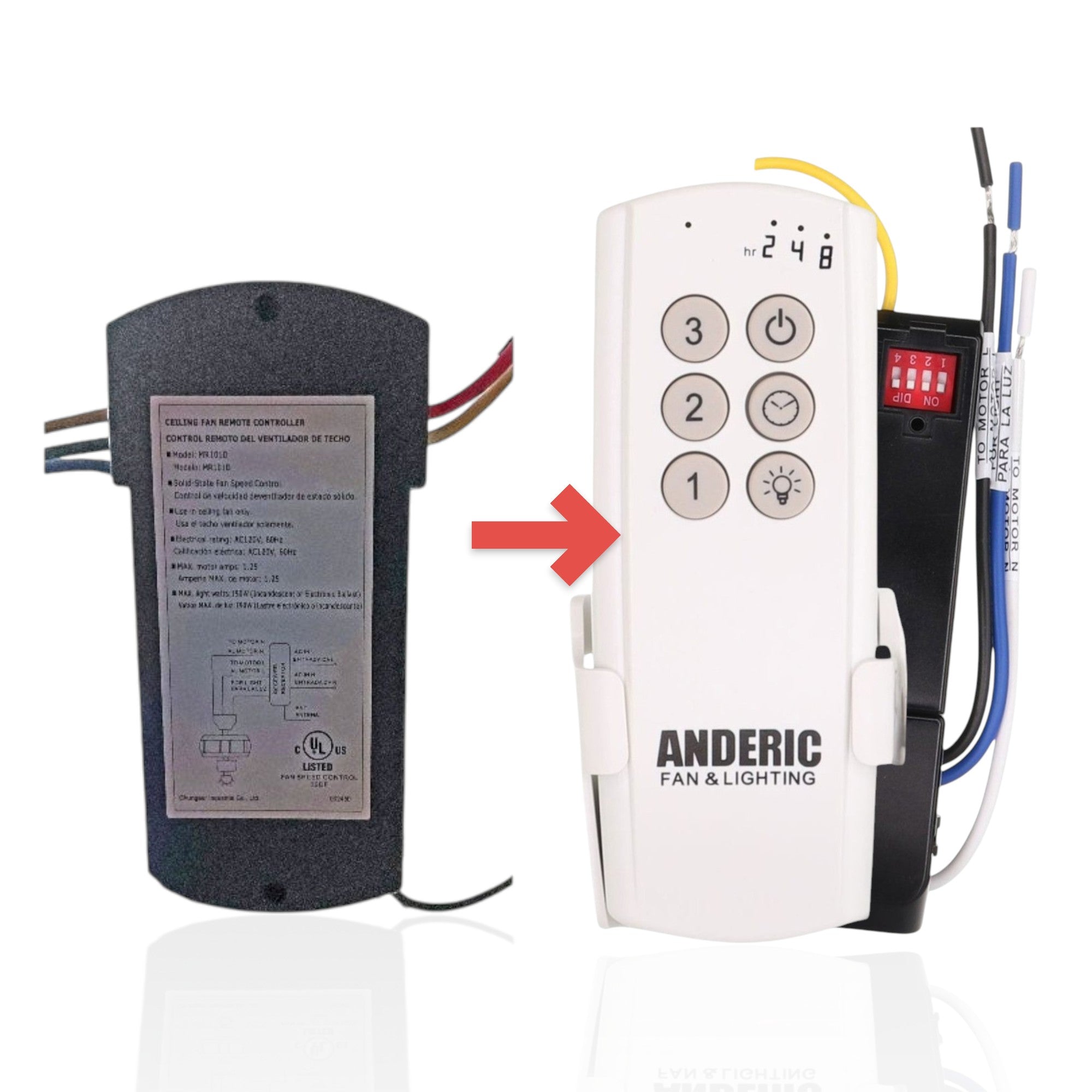 Anderic Substitute Kit for Hampton Bay MR101D Ceiling Fan Receiver [63T-AC83T-KIT]