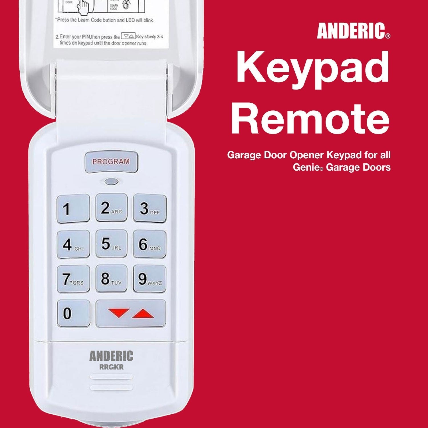 Anderic Substitute for Genie GK-R Intellicode Keypad Garage Door Opener Remote Control [GK-R]