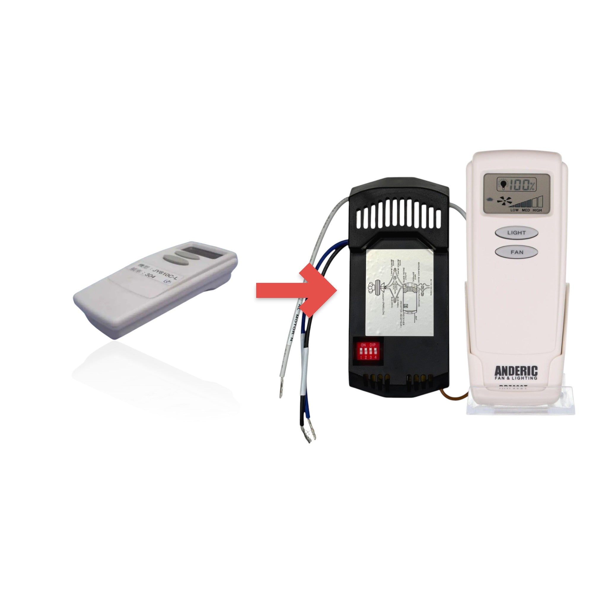 Anderic Substitute for KUJCE10203 Ceiling Fan Remote Control [RR7099TKIT]