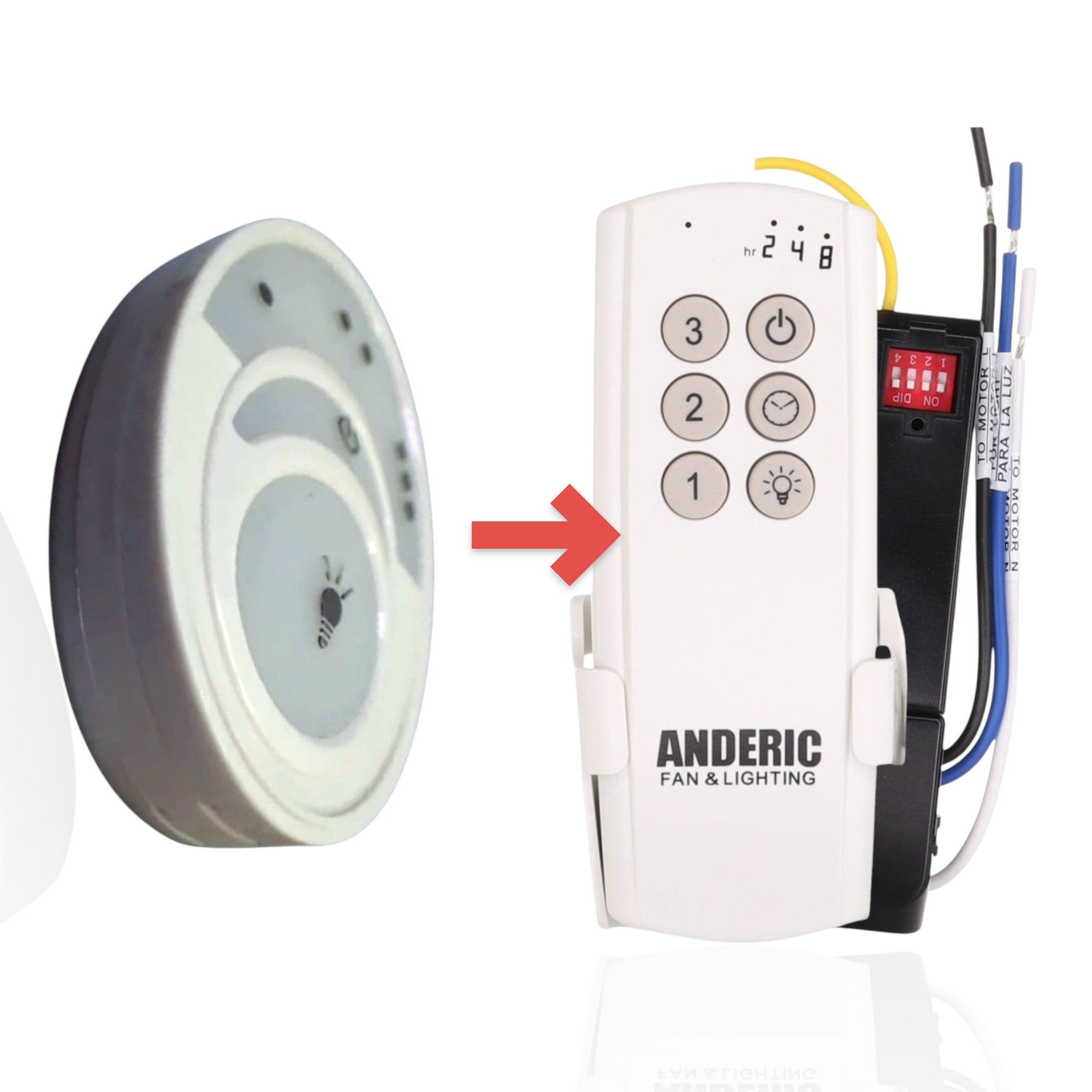 Anderic Substitute Kit for KUJCE10608 Ceiling Fan Remote Control [63T-AC83T-KIT]