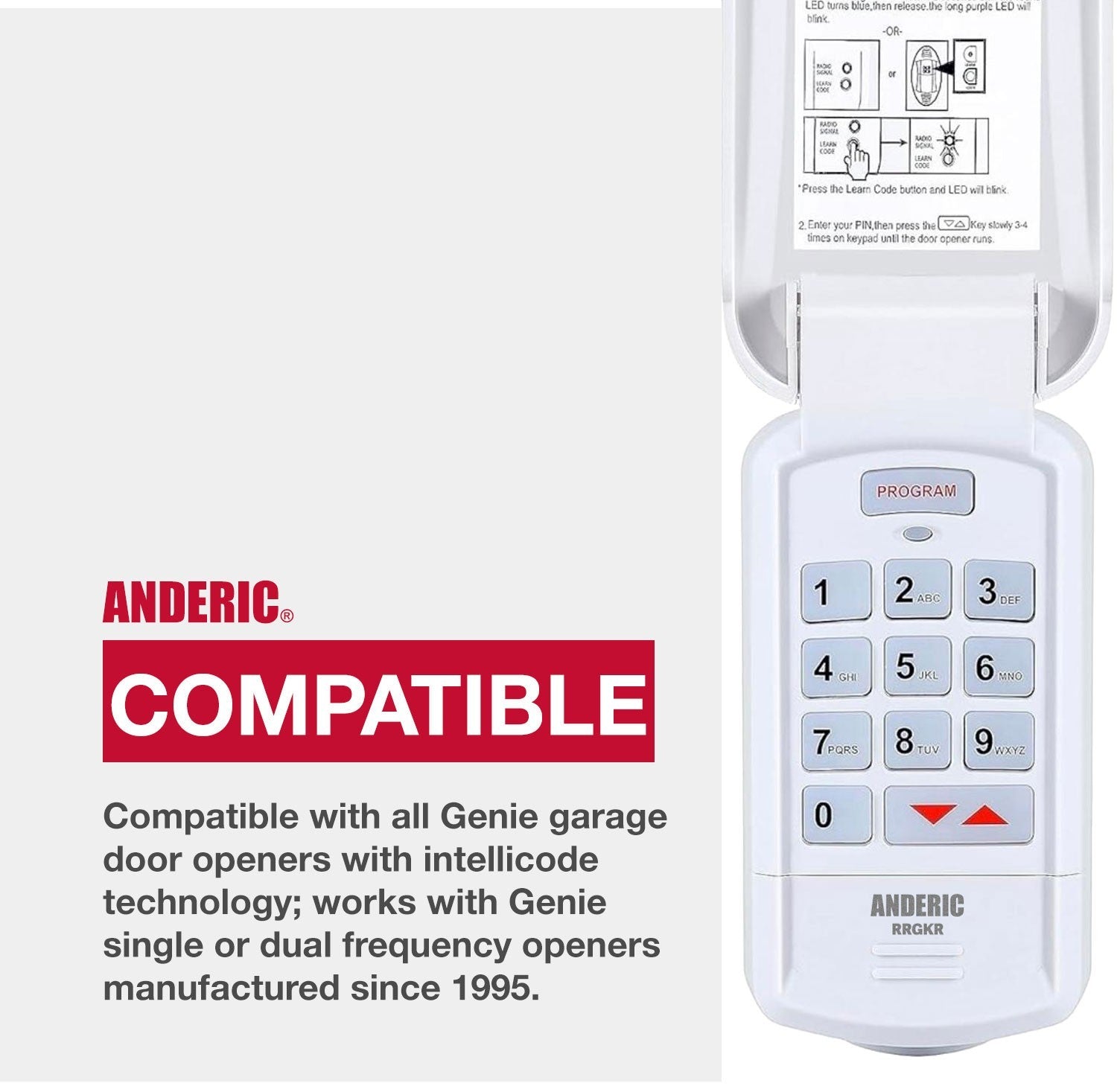 Anderic Substitute for Genie GK-R Intellicode Keypad Garage Door Opener Remote Control [GK-R]