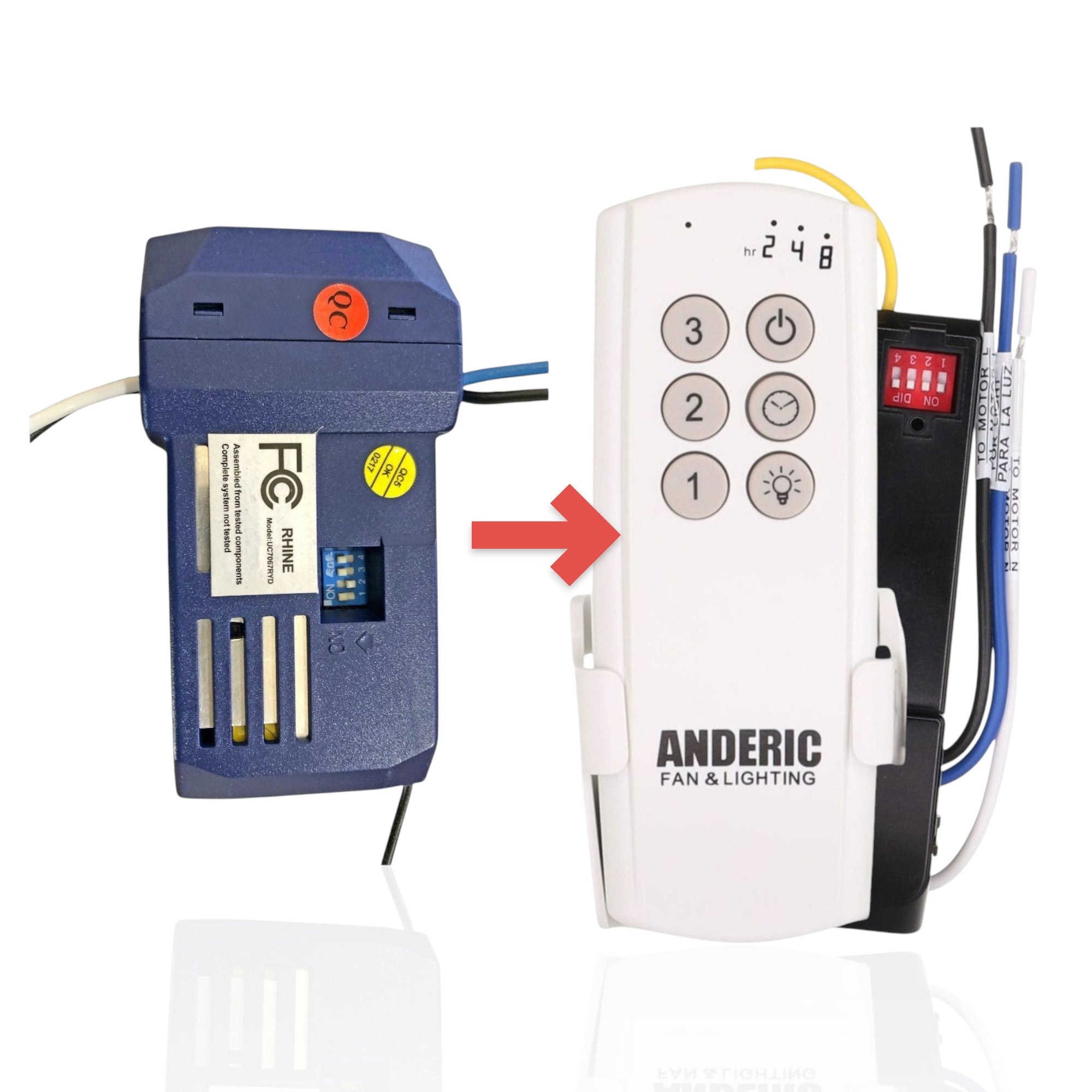 Anderic Substitute Kit for Hampton Bay UC7067RYD Ceiling Fan Receiver [63T-AC83T-KIT]