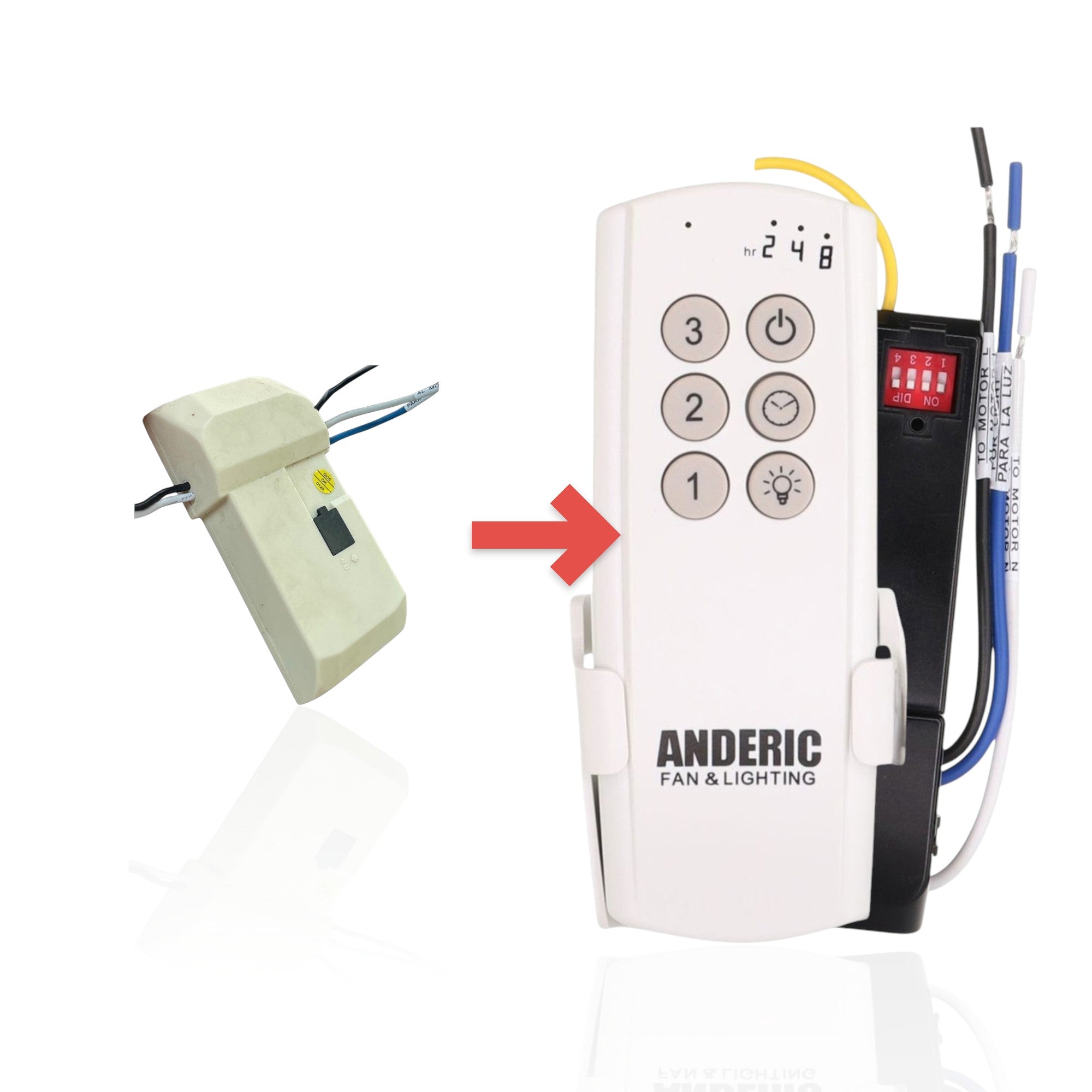 Anderic Substitute Kit for Hampton Bay UC7067YKI-25A 6+8 Ceiling Fan Receiver [63T-AC83T-KIT]