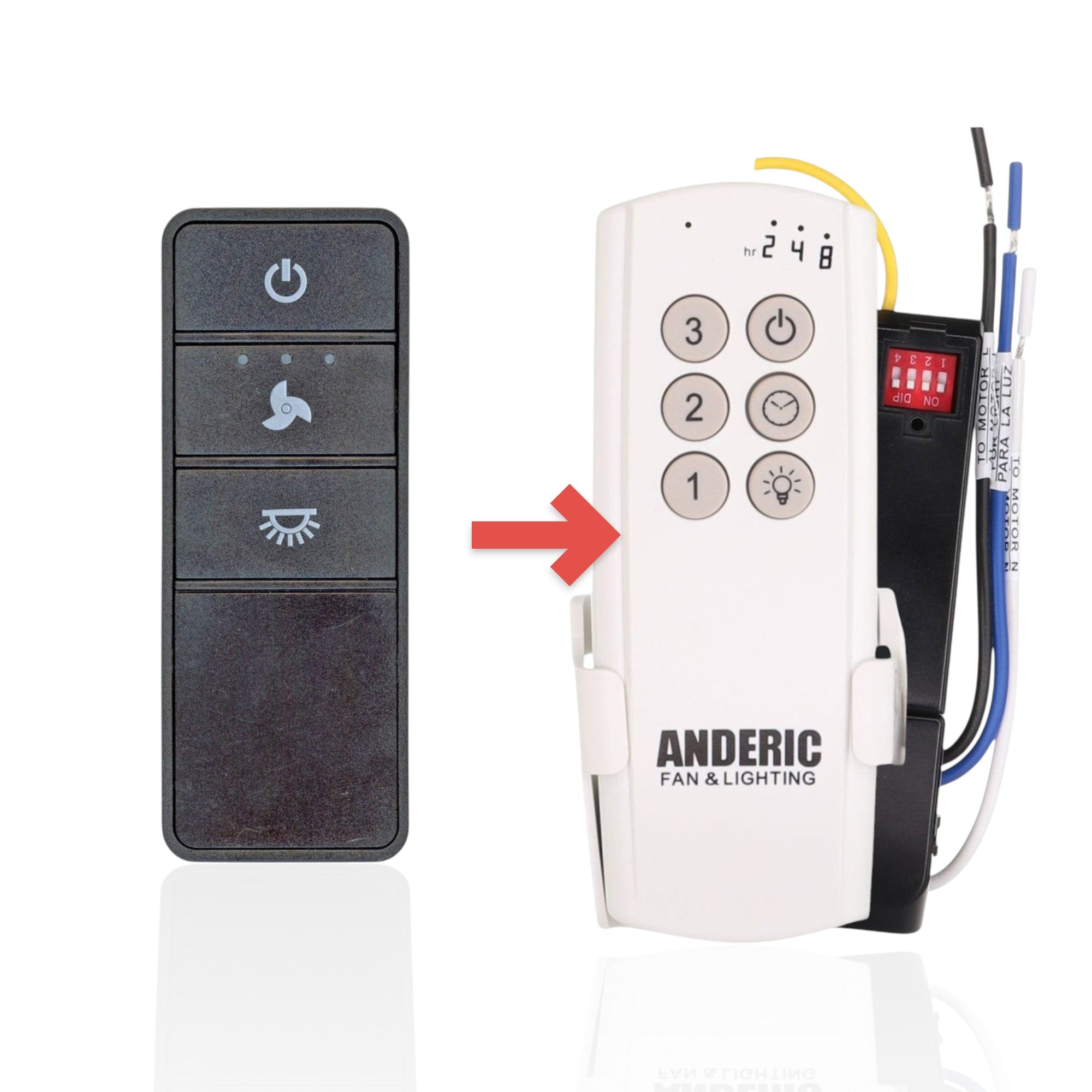 Anderic Substitute Kit for Hampton Bay TX028-LS Ceiling Fan Remote Control [63T-AC83T-KIT]