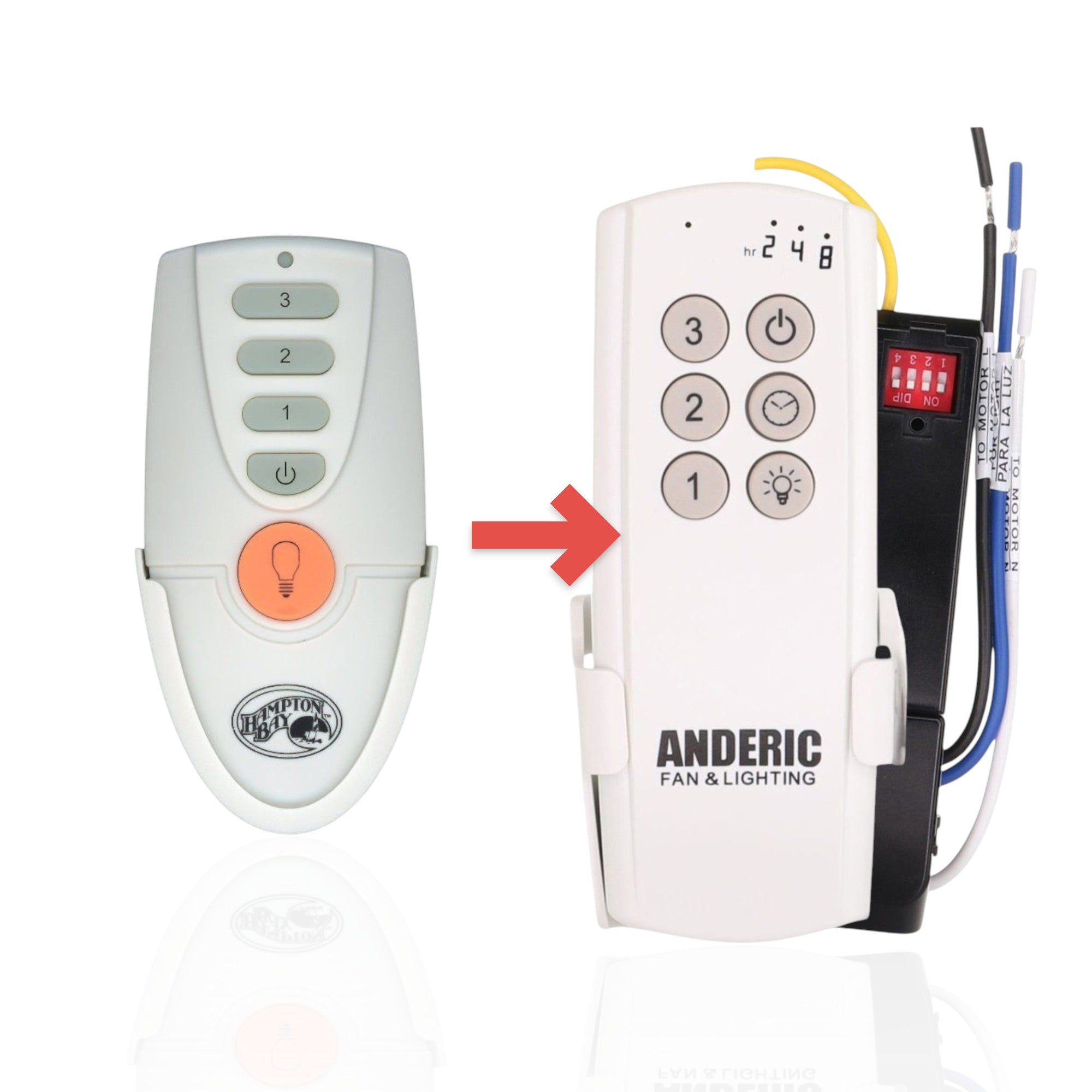 Anderic Substitute Kit for Hampton Bay KUJCE10101 Ceiling Fan Remote Control - KUJCE10101 [63T-AC83T-KIT]
