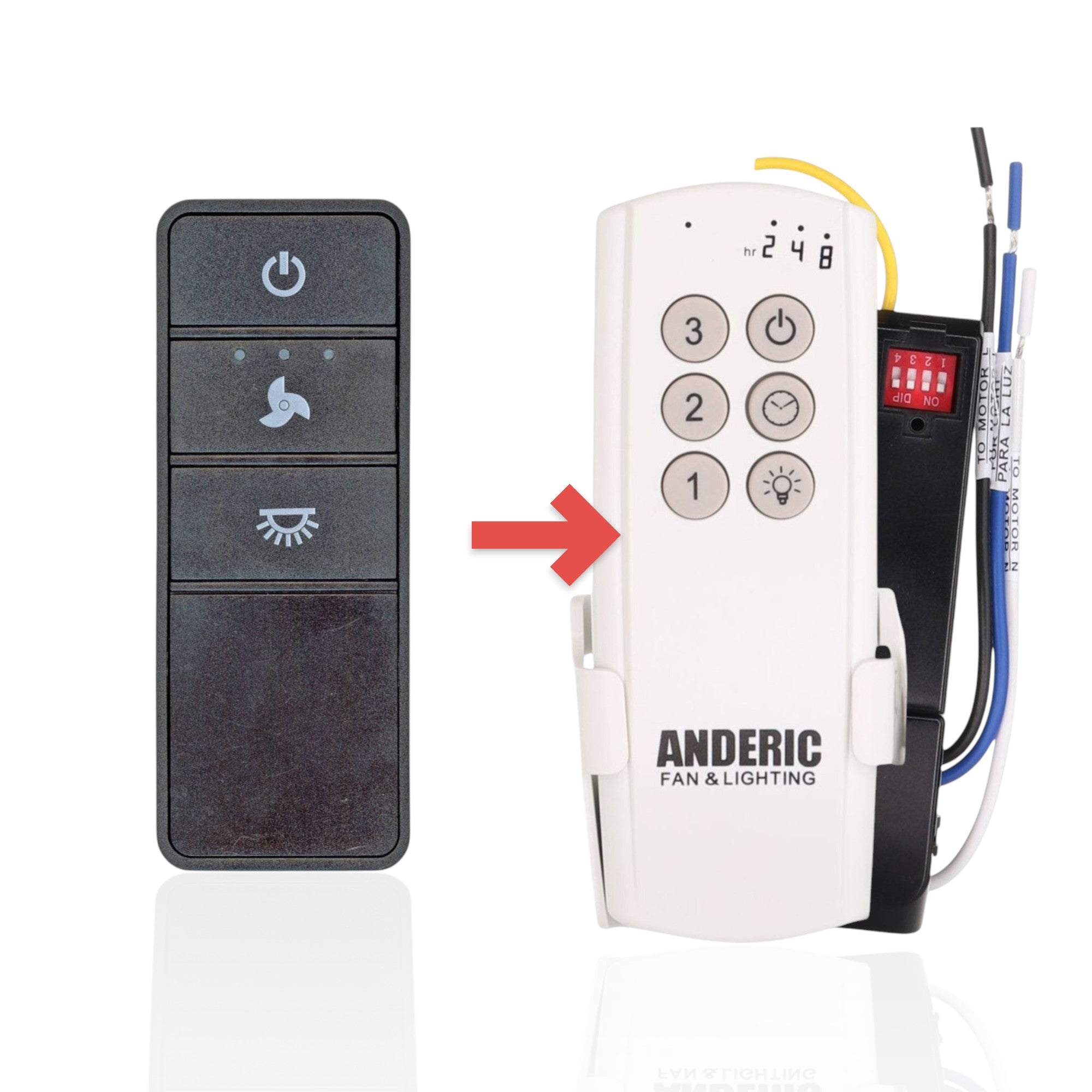 Anderic Substitute Kit for Hampton Bay TX028-LRS Ceiling Fan Remote Control [63T-AC83T-KIT]