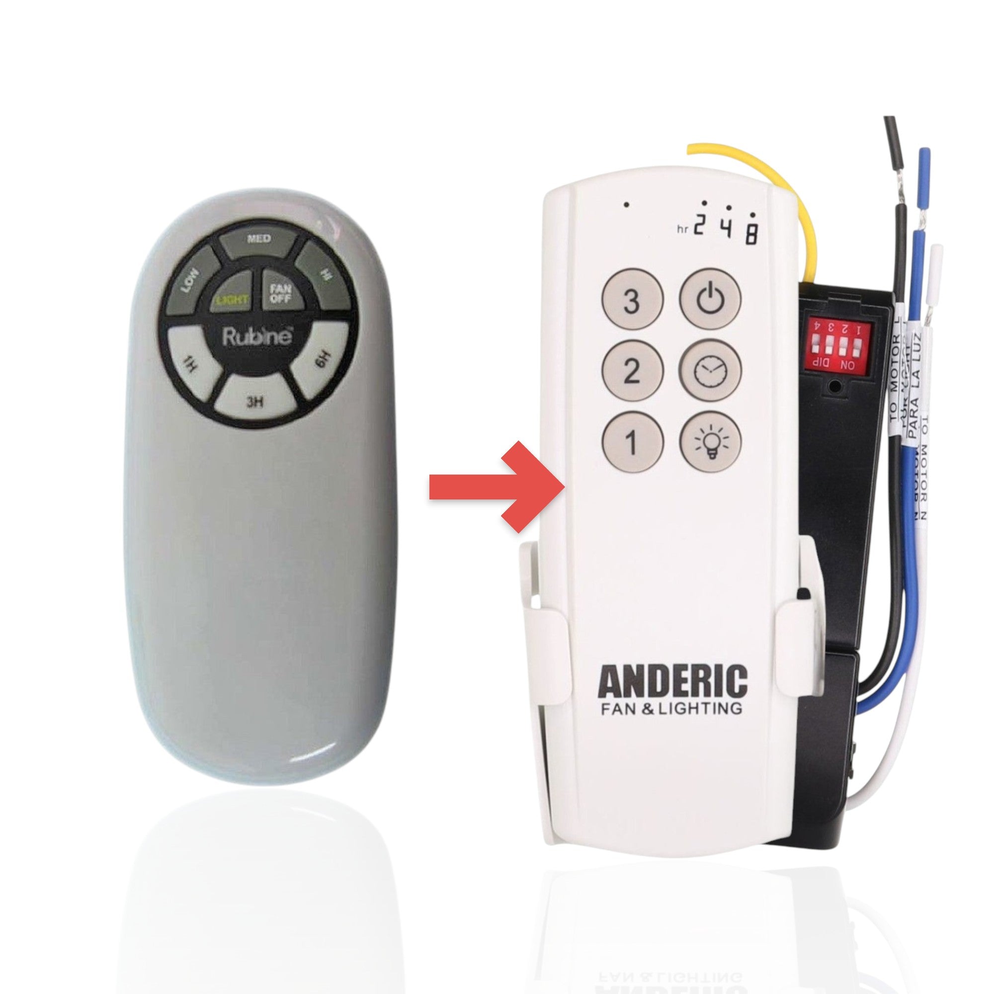 Anderic Substitute Kit for Hampton Bay DL4103T01 Ceiling Fan Remote Control [63T-AC83T-KIT]