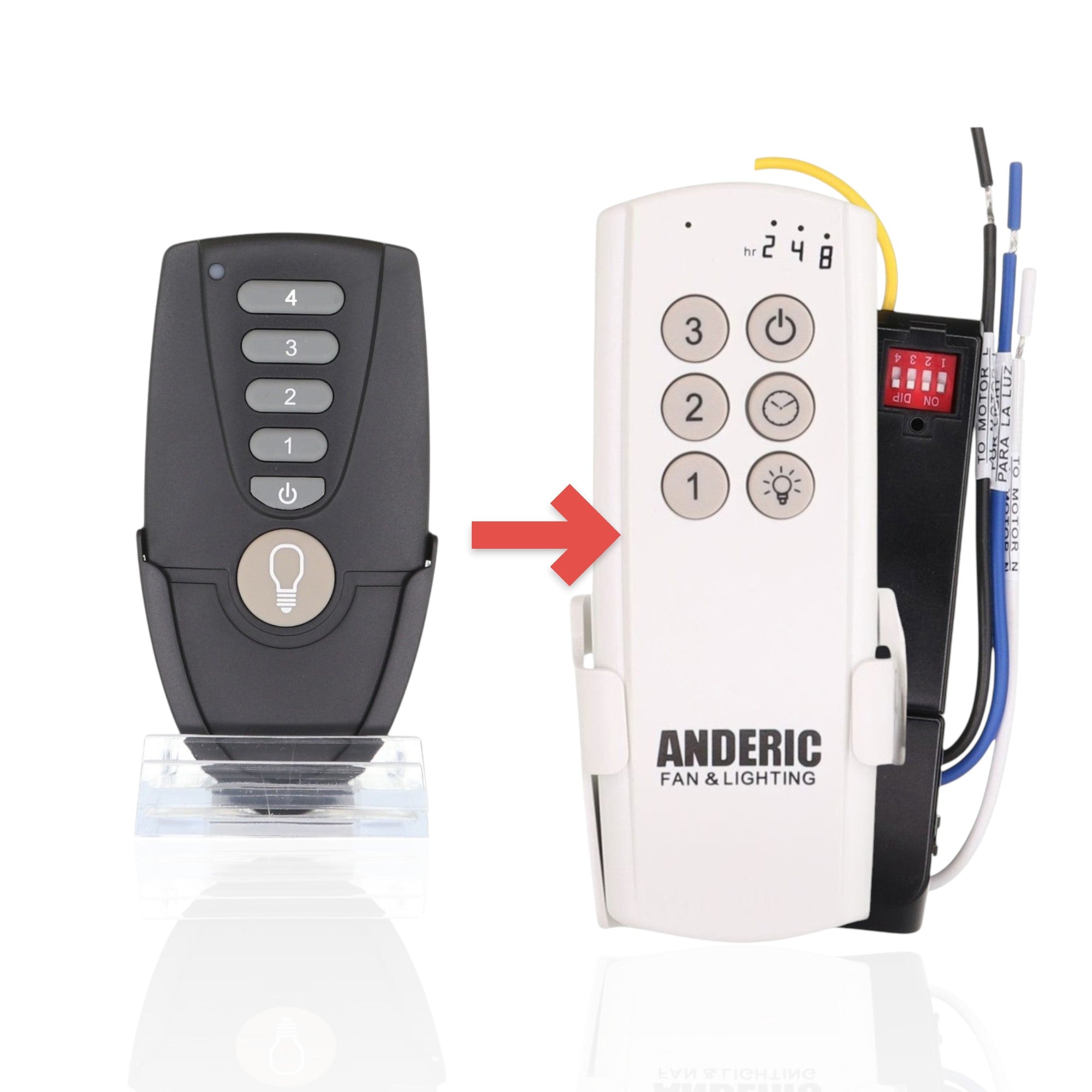 Anderic Substitute Kit for Hampton Bay TR171A KUJCE10202 4-SPEED Ceiling Fan Remote Control [63T-AC83T-KIT]
