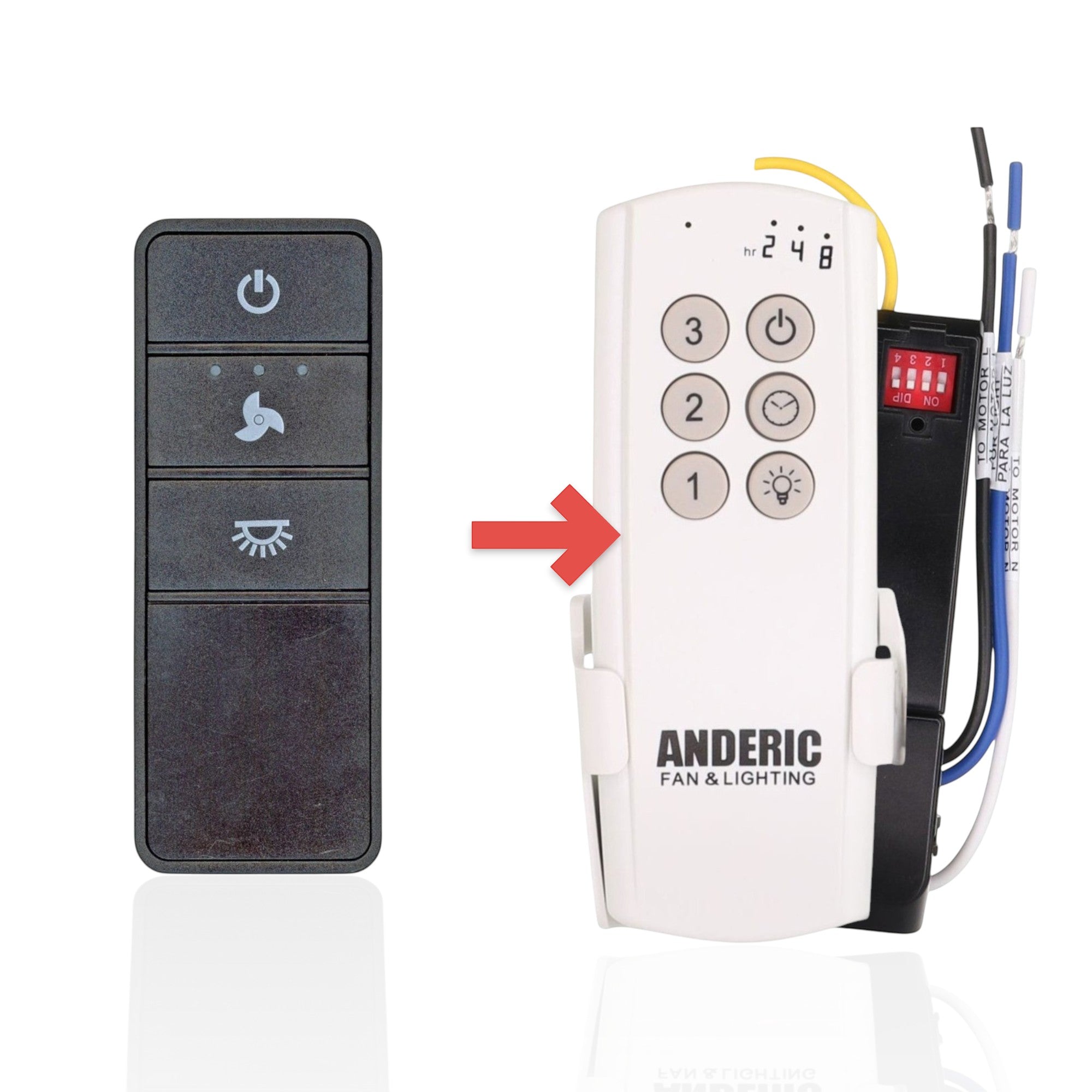 Anderic Substitute Kit for Hampton Bay TX028-S Ceiling Fan Remote Control [63T-AC83T-KIT]