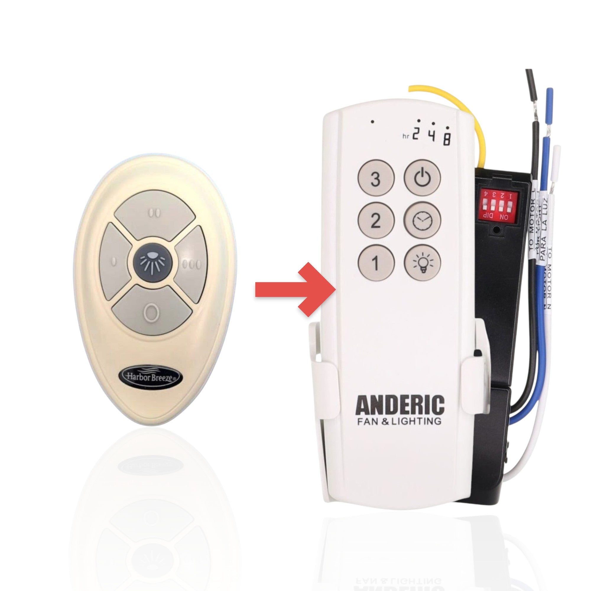 Anderic Substitute Kit for Harbor Breeze TR35F 2AQZU-18024 Ceiling Fan Remote Control [63T-AC83T-KIT]