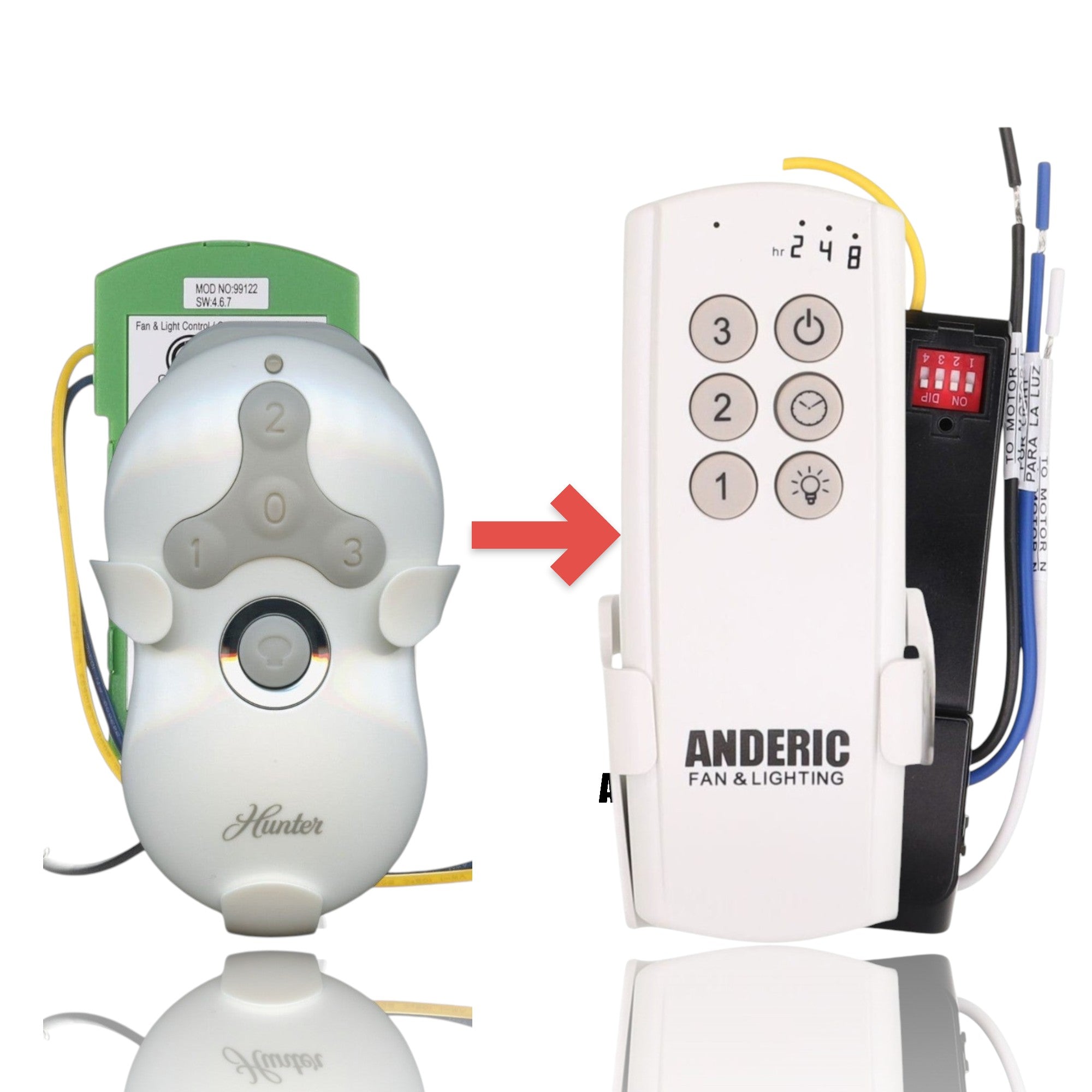 Anderic Substitute Kit for Hunter 99122 Ceiling Fan Receiver - 99122-Receiver [63T-AC83T-KIT]