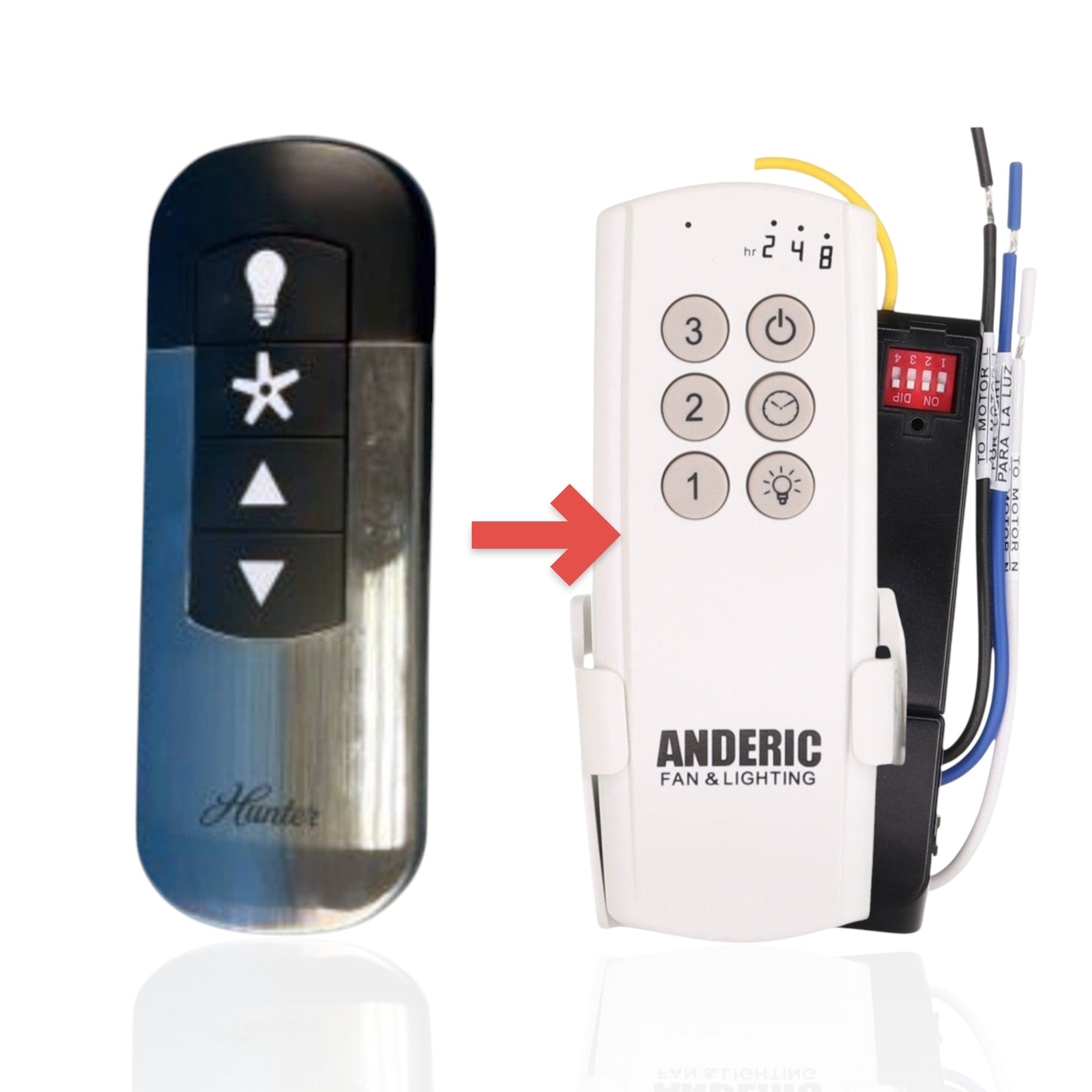Anderic Substitute Kit for Hunter K6266-A1 IN2TX52 Ceiling Fan Remote Control [63T-AC83T-KIT]