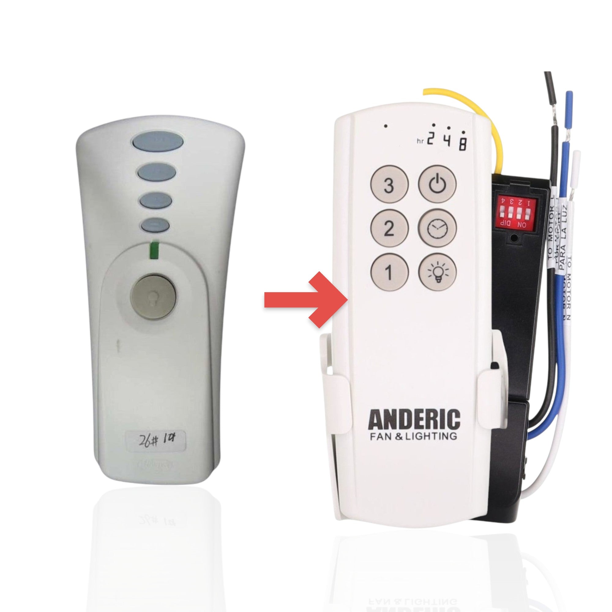 Anderic Substitute Kit for Hunter IN2TX29 27206 Ceiling Fan Remote Control [63T-AC83T-KIT]