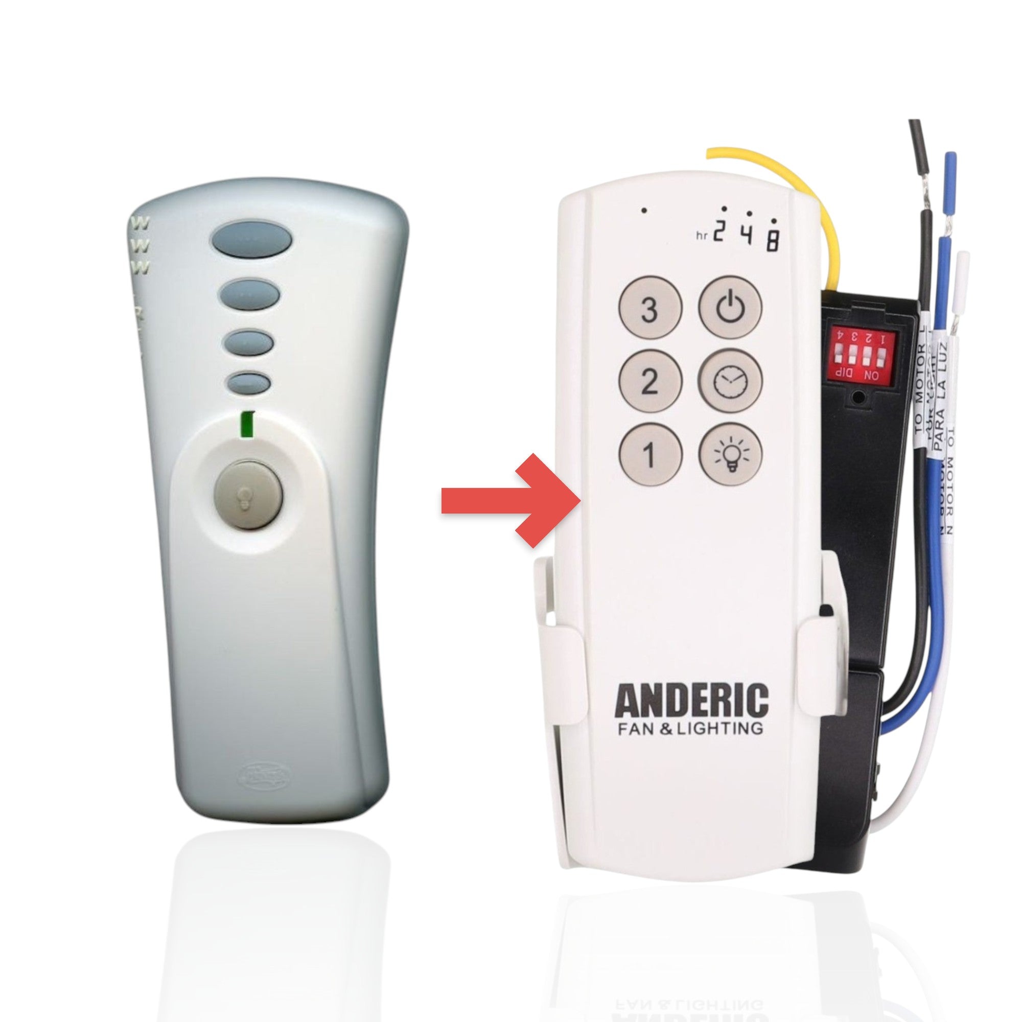 Anderic Substitute Kit for Hunter 27185060 Ceiling Fan Remote Control - 350 MHz - 27185-060 [63T-AC83T-KIT]