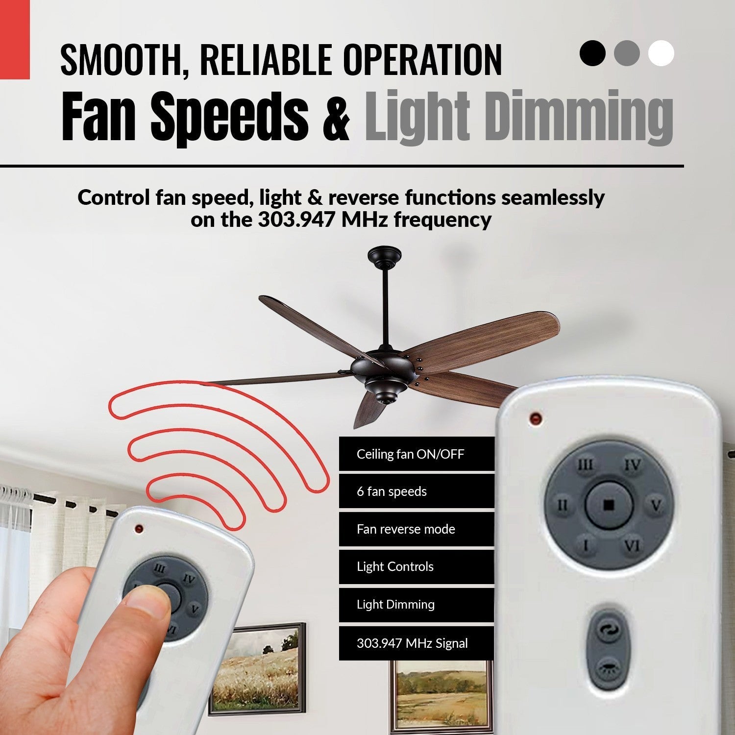Anderic Substitute for Kichler RH786R Ceiling Fan Receiver [RH786R/RR787T-KIT]