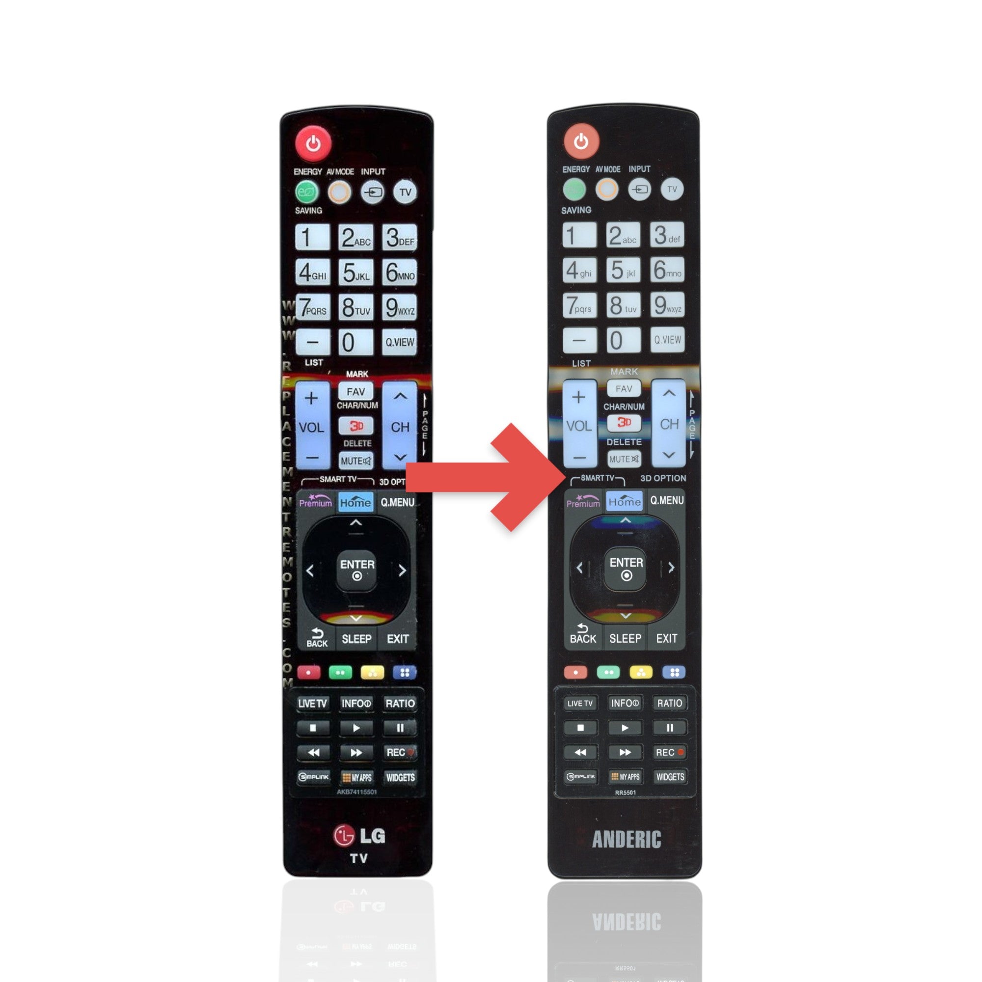 Anderic Substitute For LG AKB74115501 TV Master Remote Control [RR5501]