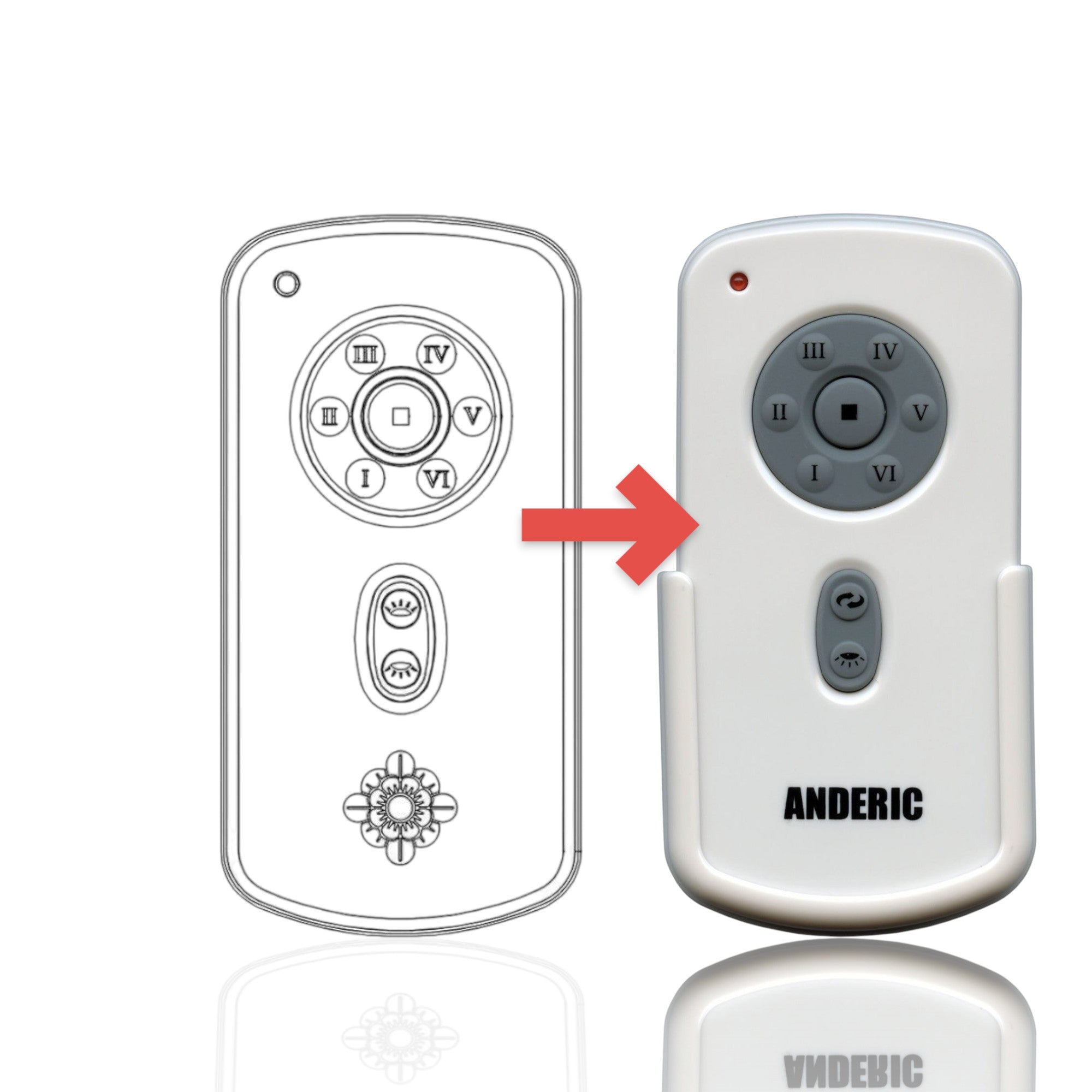 Anderic Substitute for Monte Carlo RH787T With up and down lights Ceiling Fan Remote Control [RR787T, no up light]