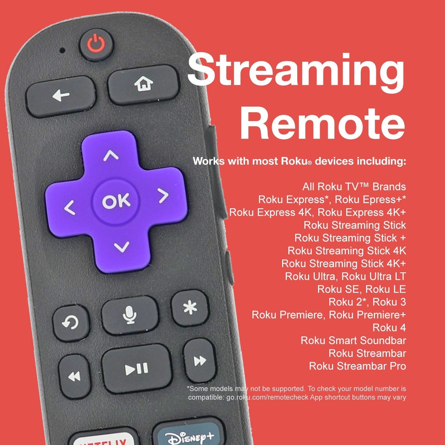 Roku RCEL3 With Headphone jack, Roku TV Remote Control - 3026000134 RC-EL3