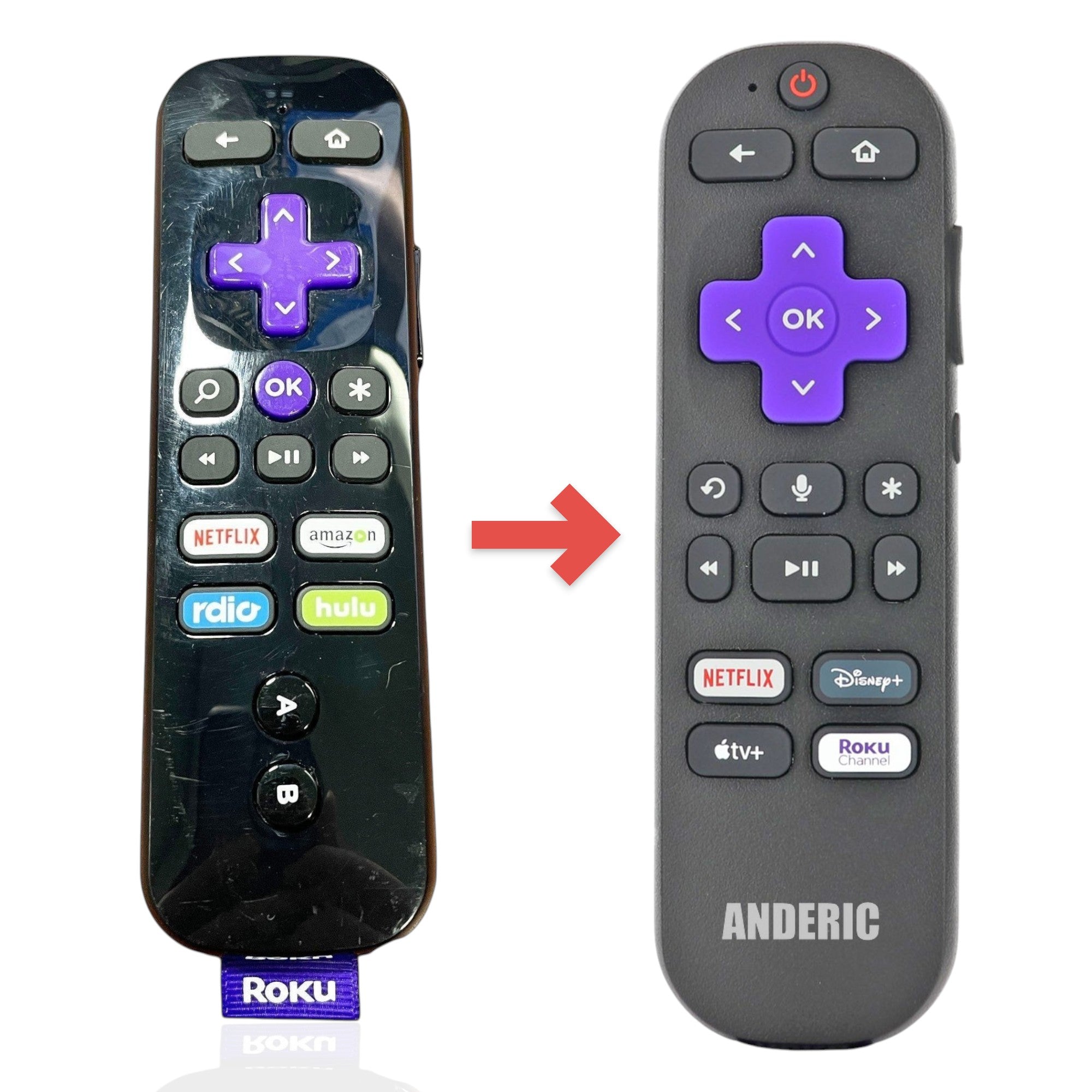Anderic Substitute for Roku RC-35 Streaming Remote Control 3226000106 [RCGZ1, NO HEADPHONE JACK / FAVORITE KEYS]