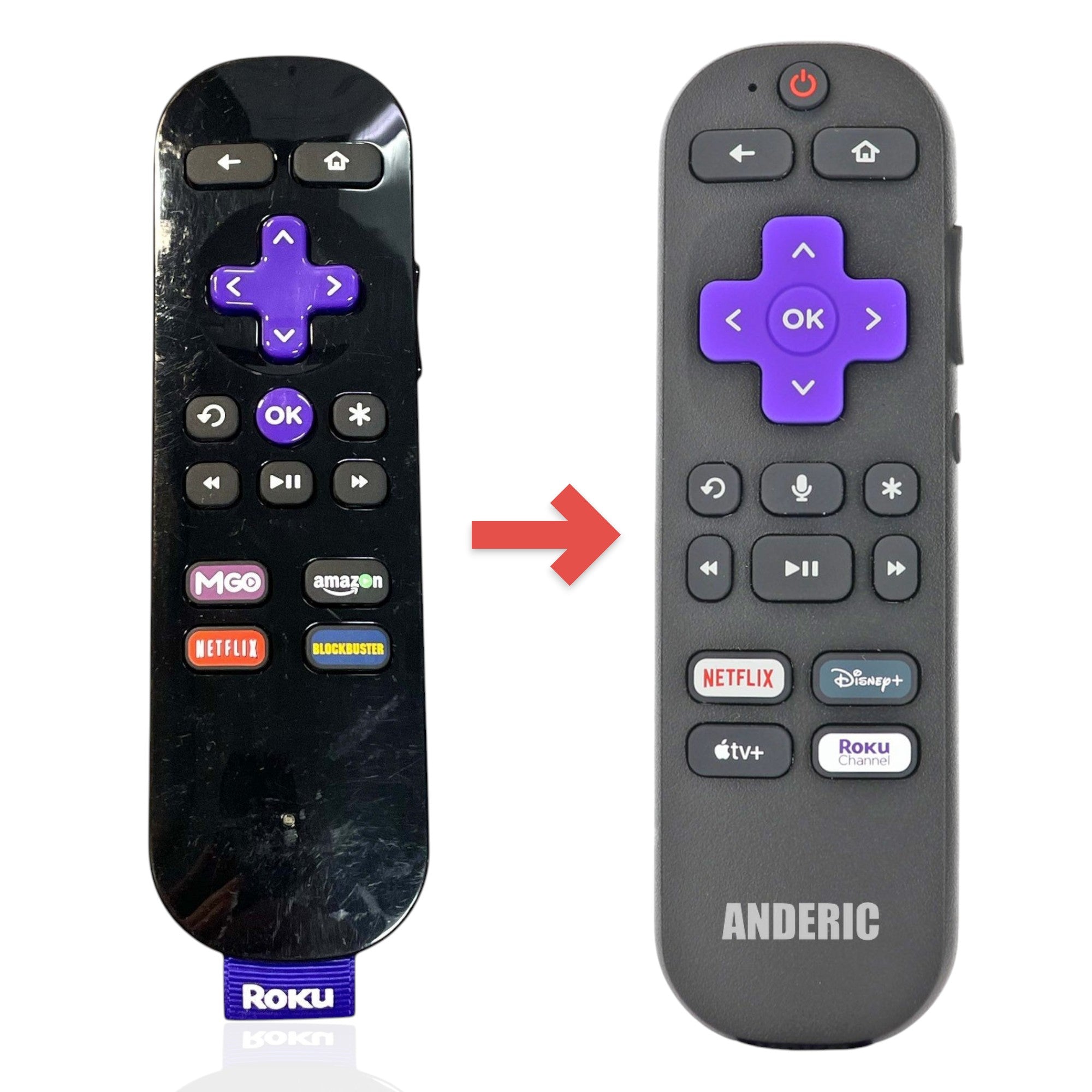 Anderic Substitute for Roku RC-07 ROKU 2 Streaming Remote Control 9026000168 [RCGZ1, NO HEADPHONE JACK]