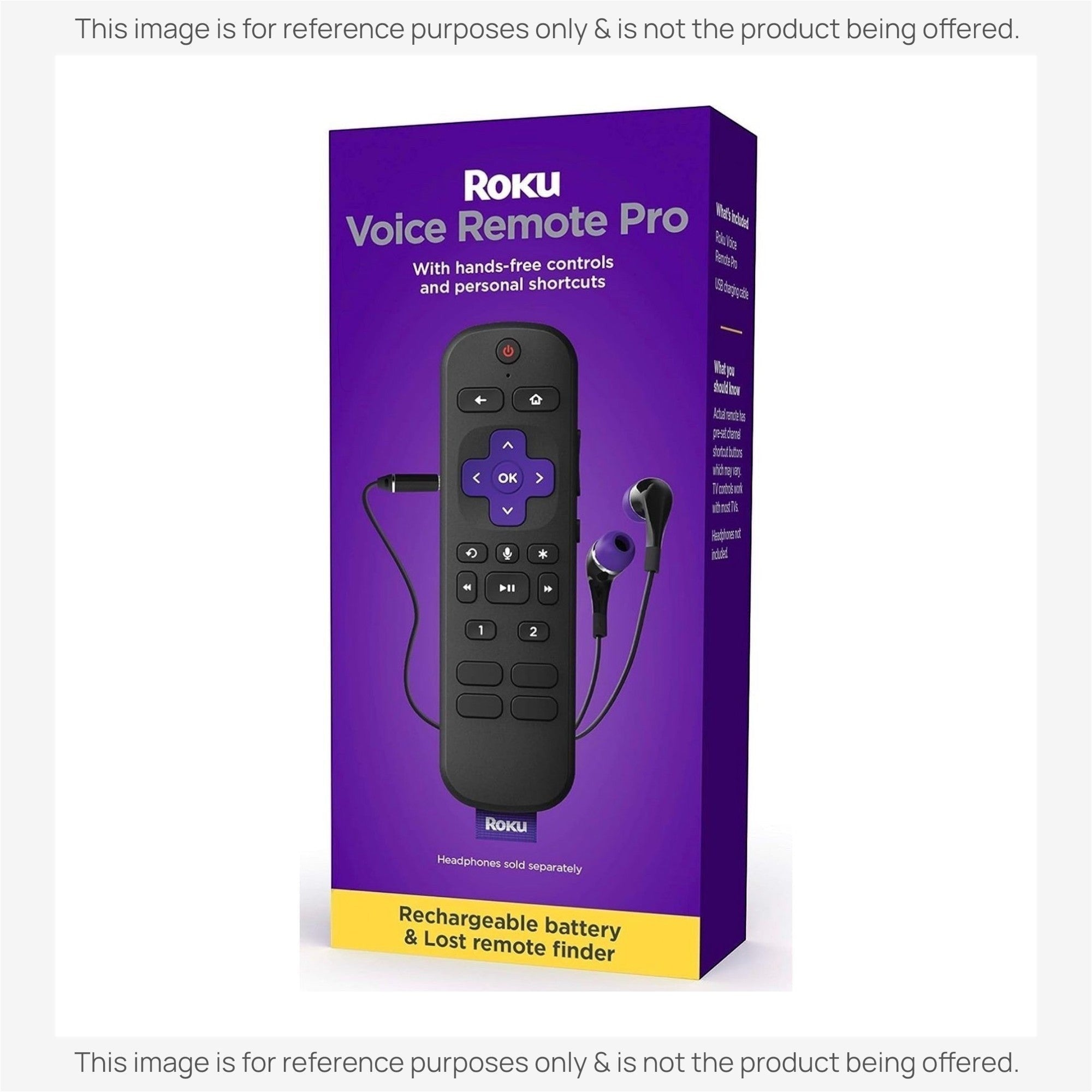 Anderic Substitute for Roku RC-S01R Voice Remote Pro Universal Streaming Remote Control [RCGZ1, NO HEADPHONE JACK, REMOVE FINDER, Rechargeable BATTERY]