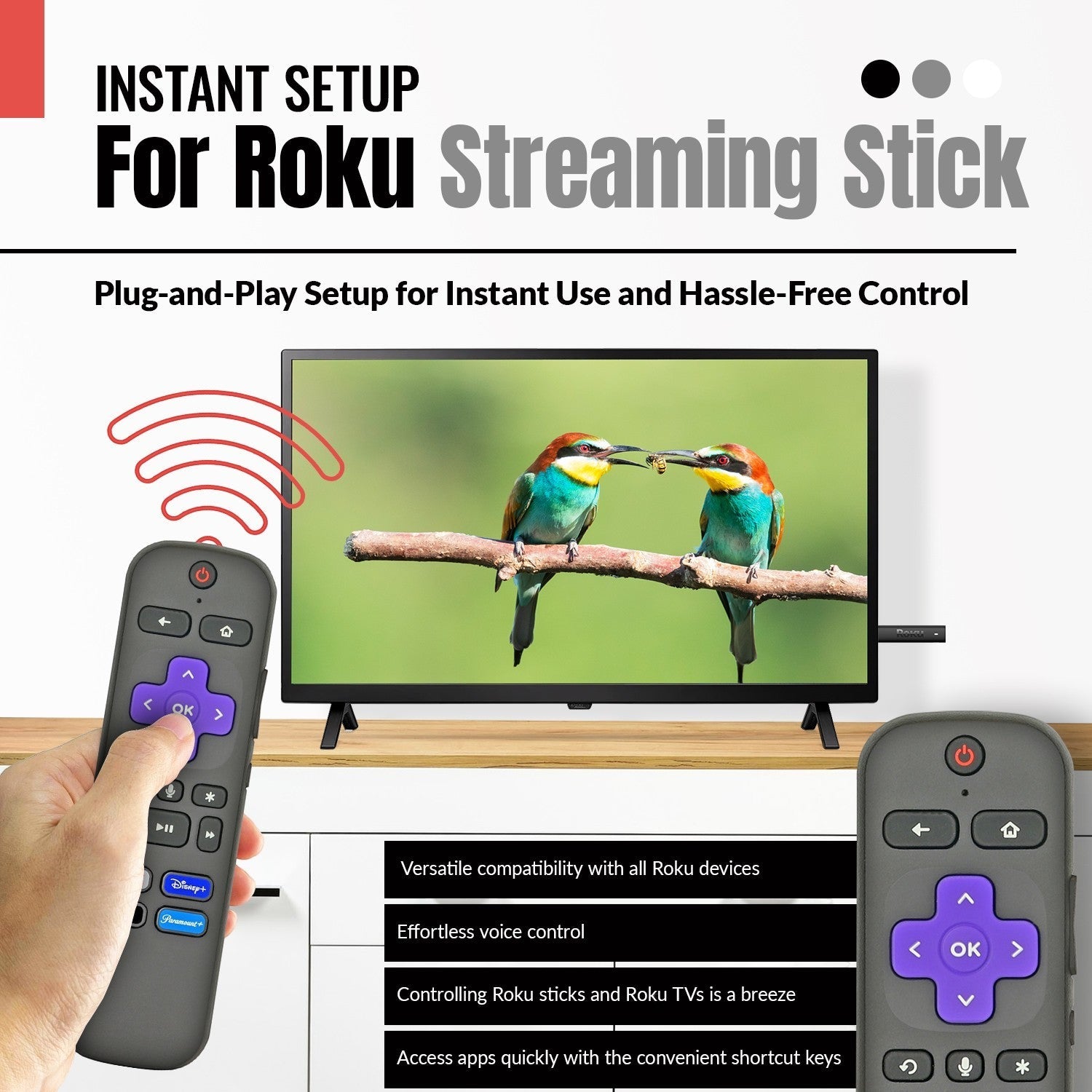 Anderic Substitute for Roku RCGR4 RF Game/Voice/headphone Streaming Remote Control 3226000207 [RCGZ1, NO HEADPHONE JACK, GAME KEYS]