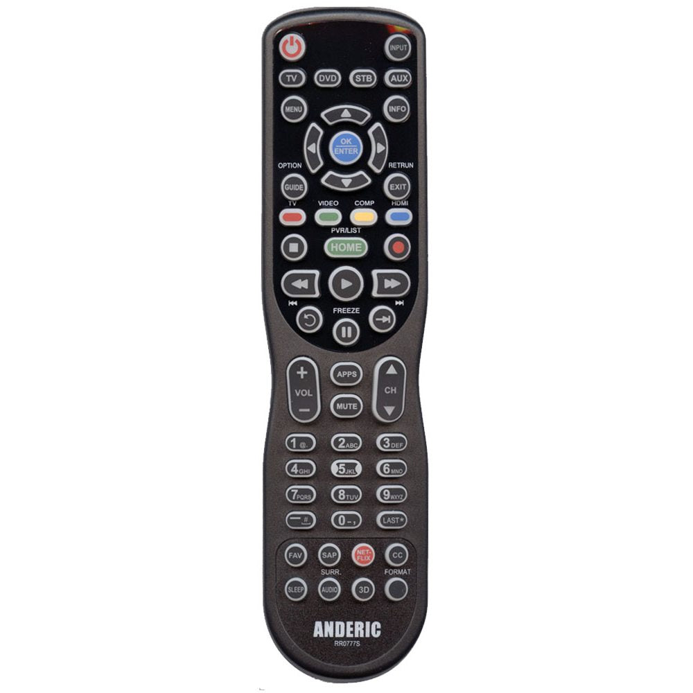 Anderic RR0777S Universal 4-Device Remote Control for Pre-programmed for Panasonic TVs