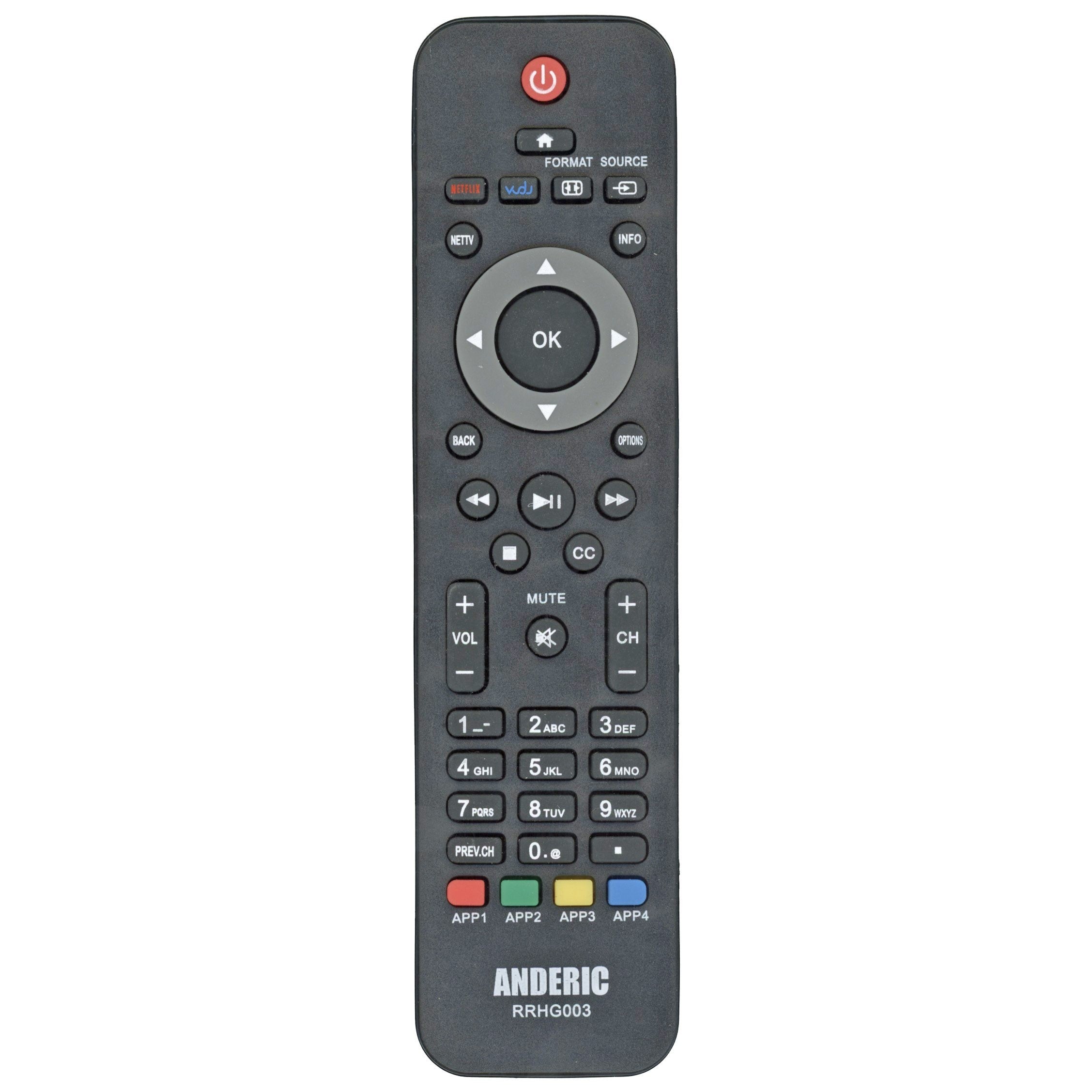 Anderic Substitute for Philips URMT42JHG002 TV Remote Control [RRHG003]