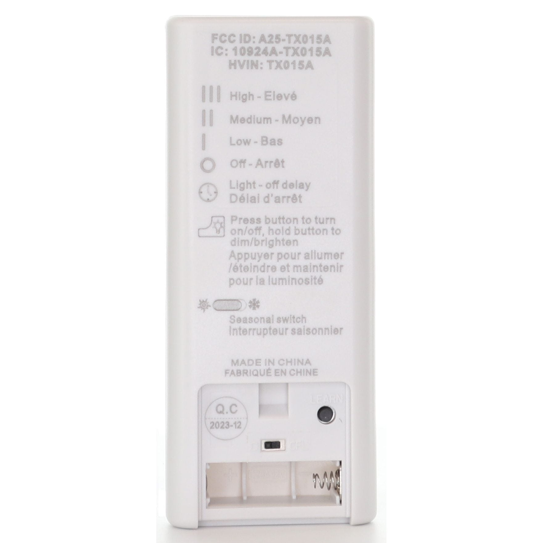 Anderic RRTX015 Replacement Ceiling Fan Remote Control for Harbor Breeze | 434.92 MHz - A25-TX015A