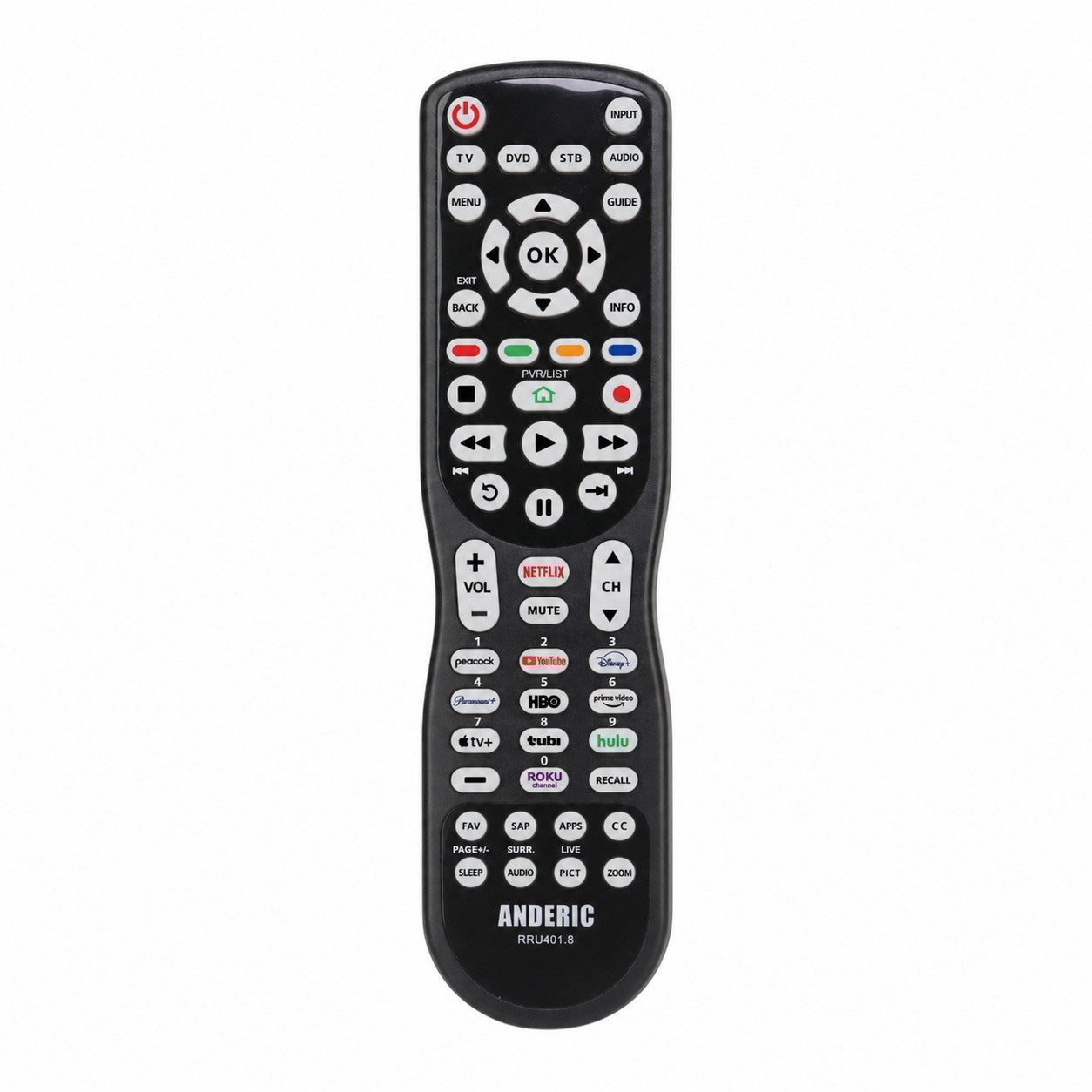 Anderic Substitute for Philips PMDVR8 4-Device Universal Remote Control [RRU401]