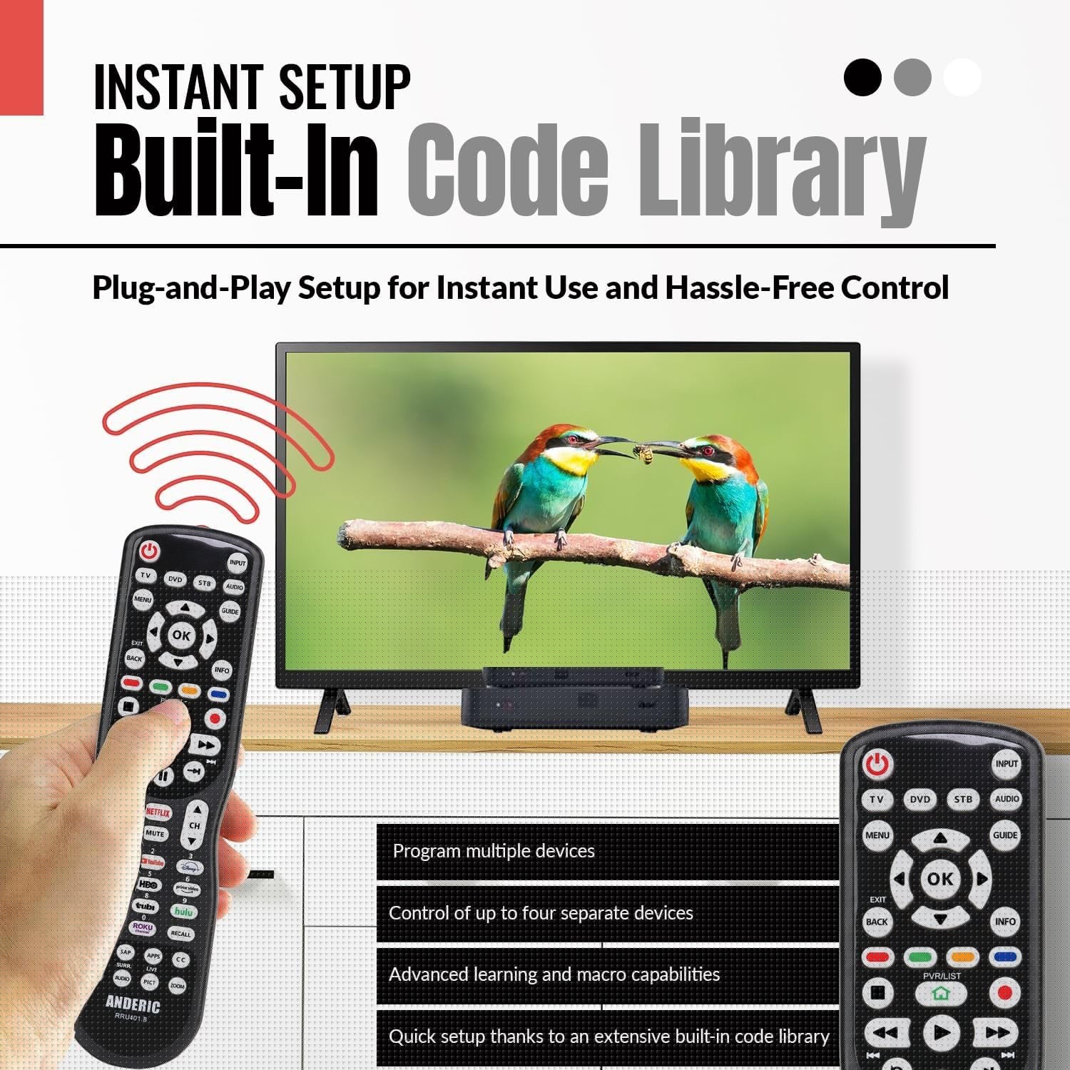 Anderic Substitute for RCA RCR615TFM1 Advanced Universal Remote Control [RRU401]