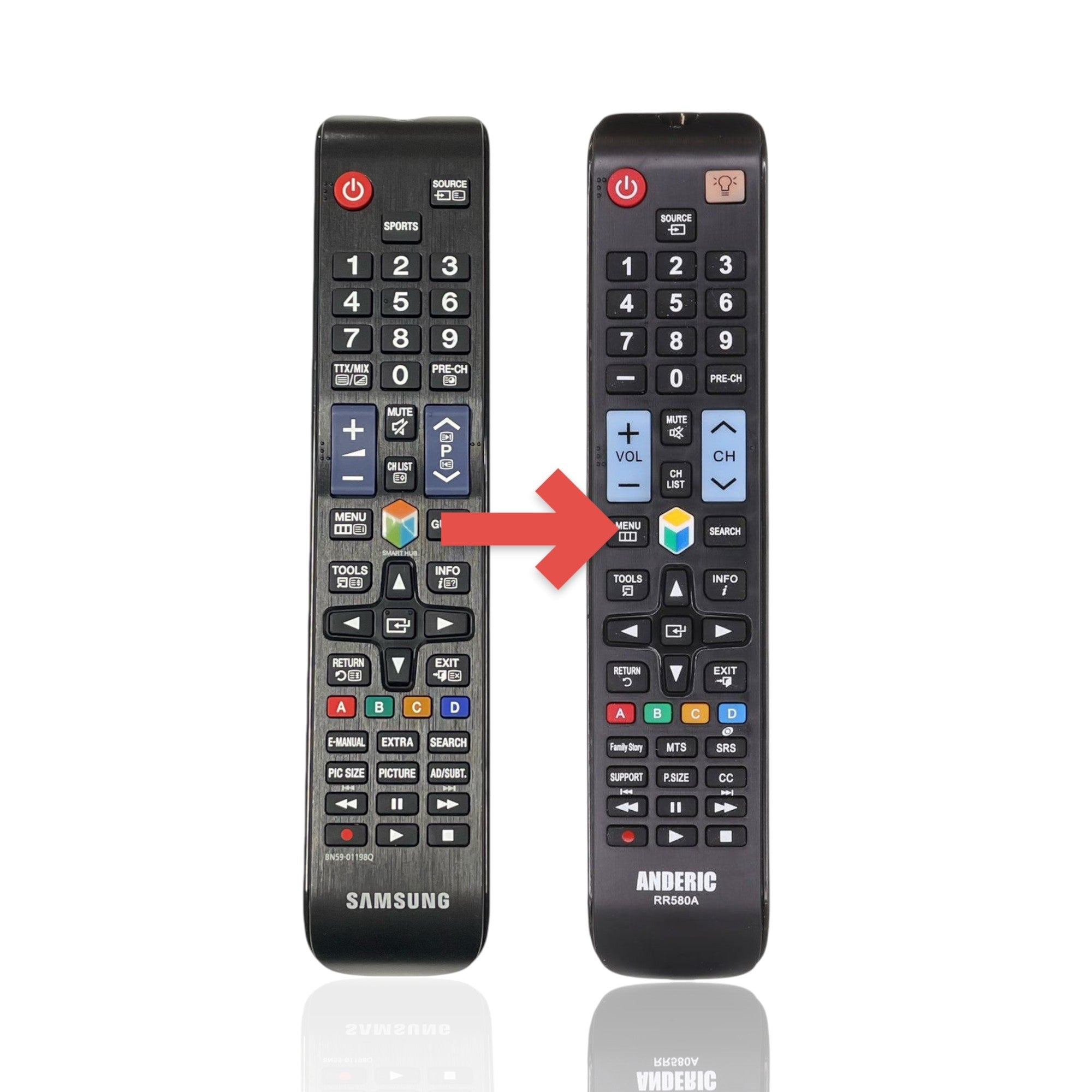 Anderic Substitute For Samsung BN59-01198Q 2014 TV Remote Control - BN5901198Q [RR580A]