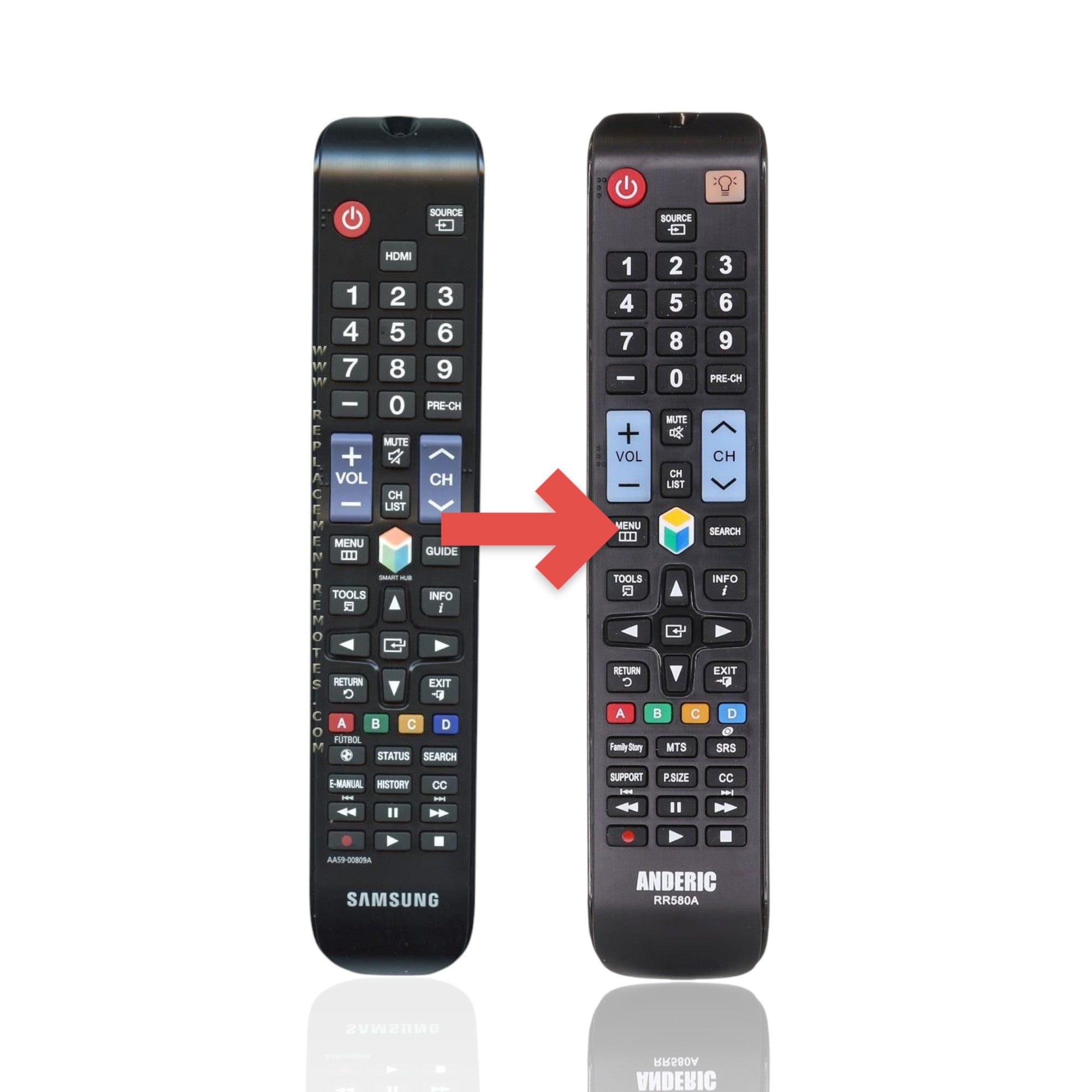 Anderic Substitute For Samsung AA59-00809A TV Remote Control - AA5900809A [RR580A]