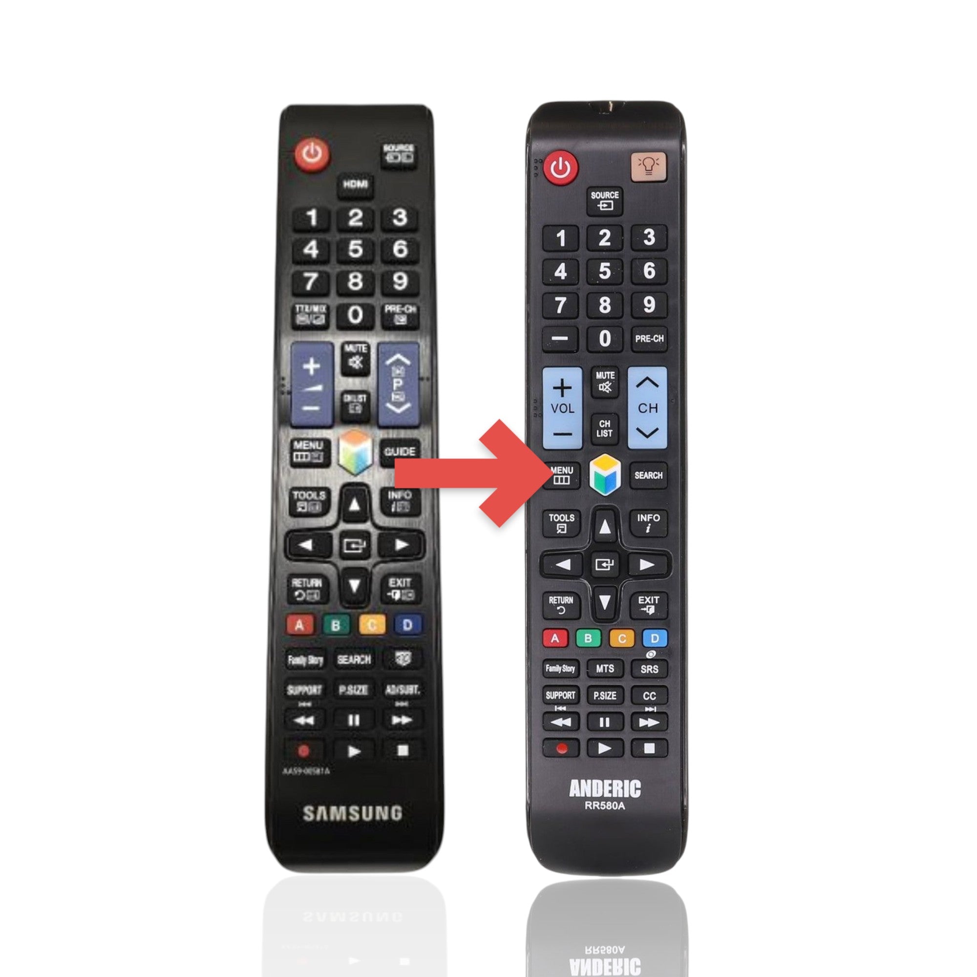 Anderic Substitute For Samsung AA59-00581A TV Remote Control - AA5900581A [RR580A]