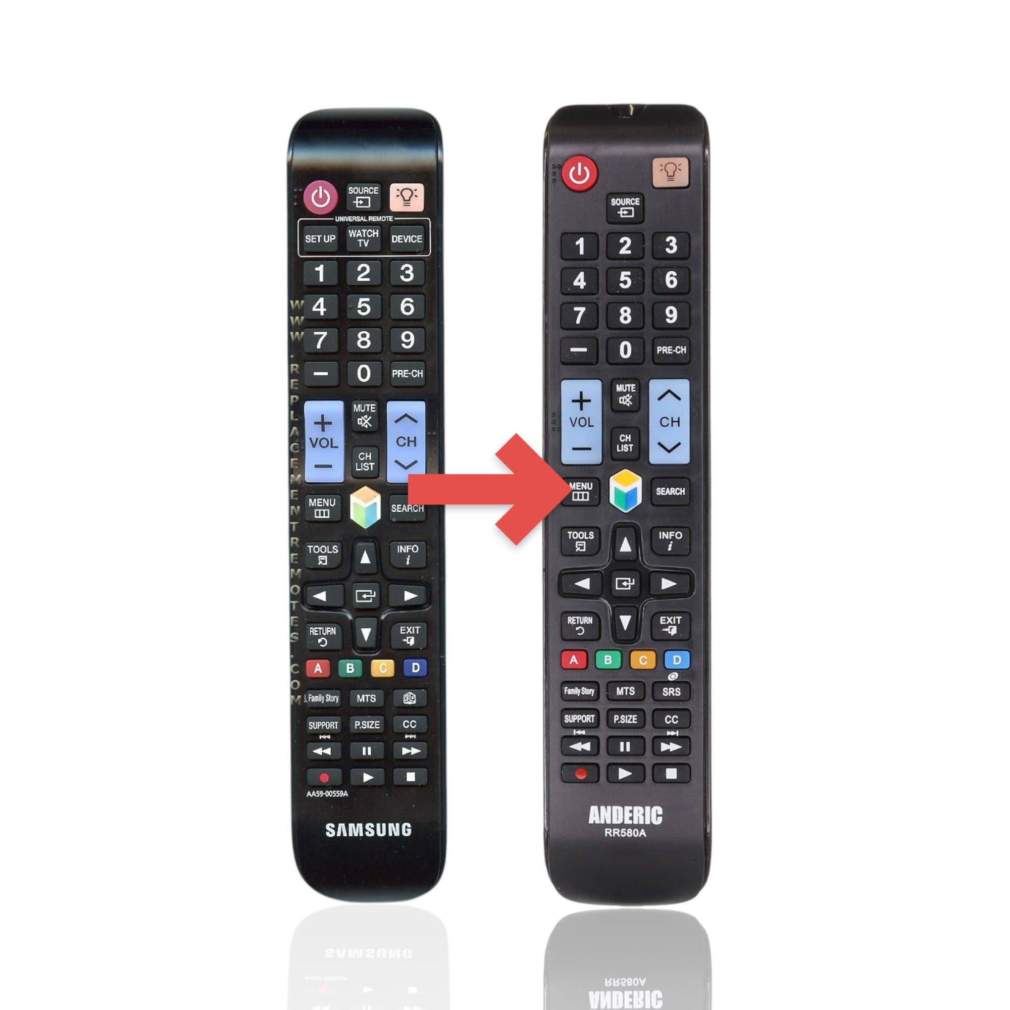 Anderic Substitute For Samsung AA59-00559A TV Remote Control - AA5900559A [RR580A]
