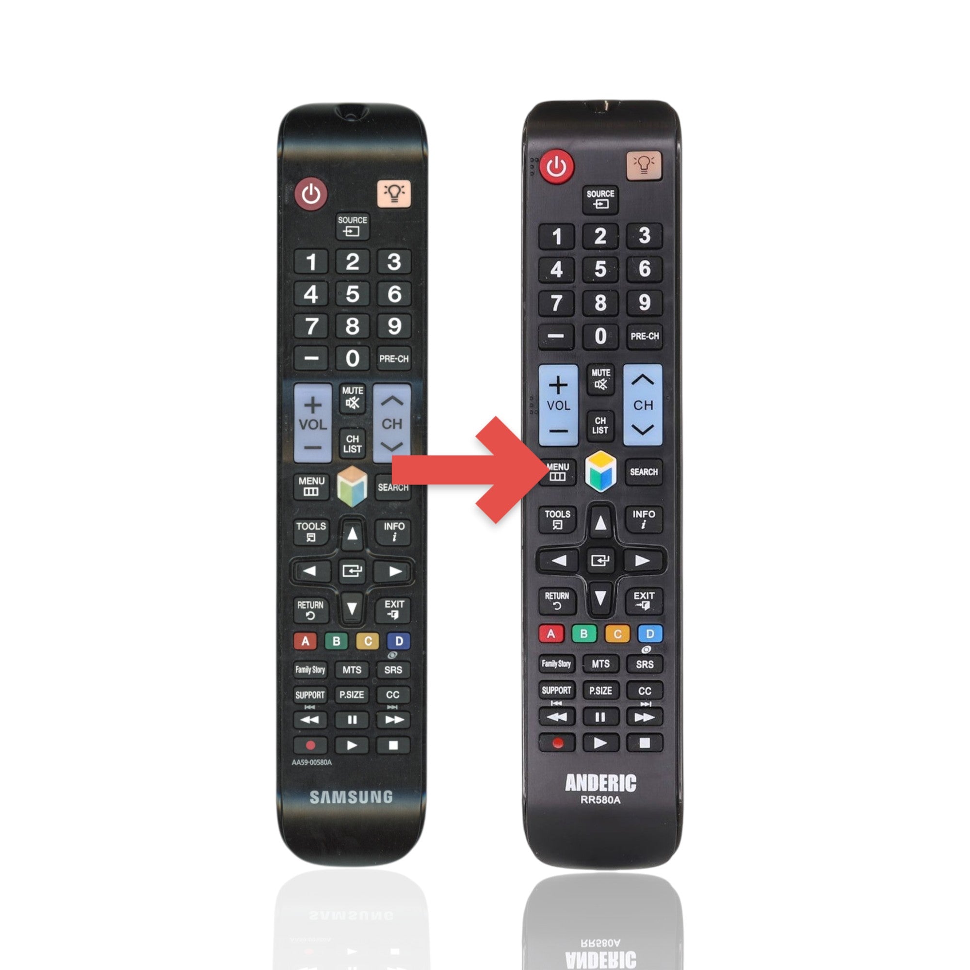 Anderic Substitute For Samsung AA59-00580A Smart TV Remote Control for Samsung TVs | IR - AA5900580A [RR580A]
