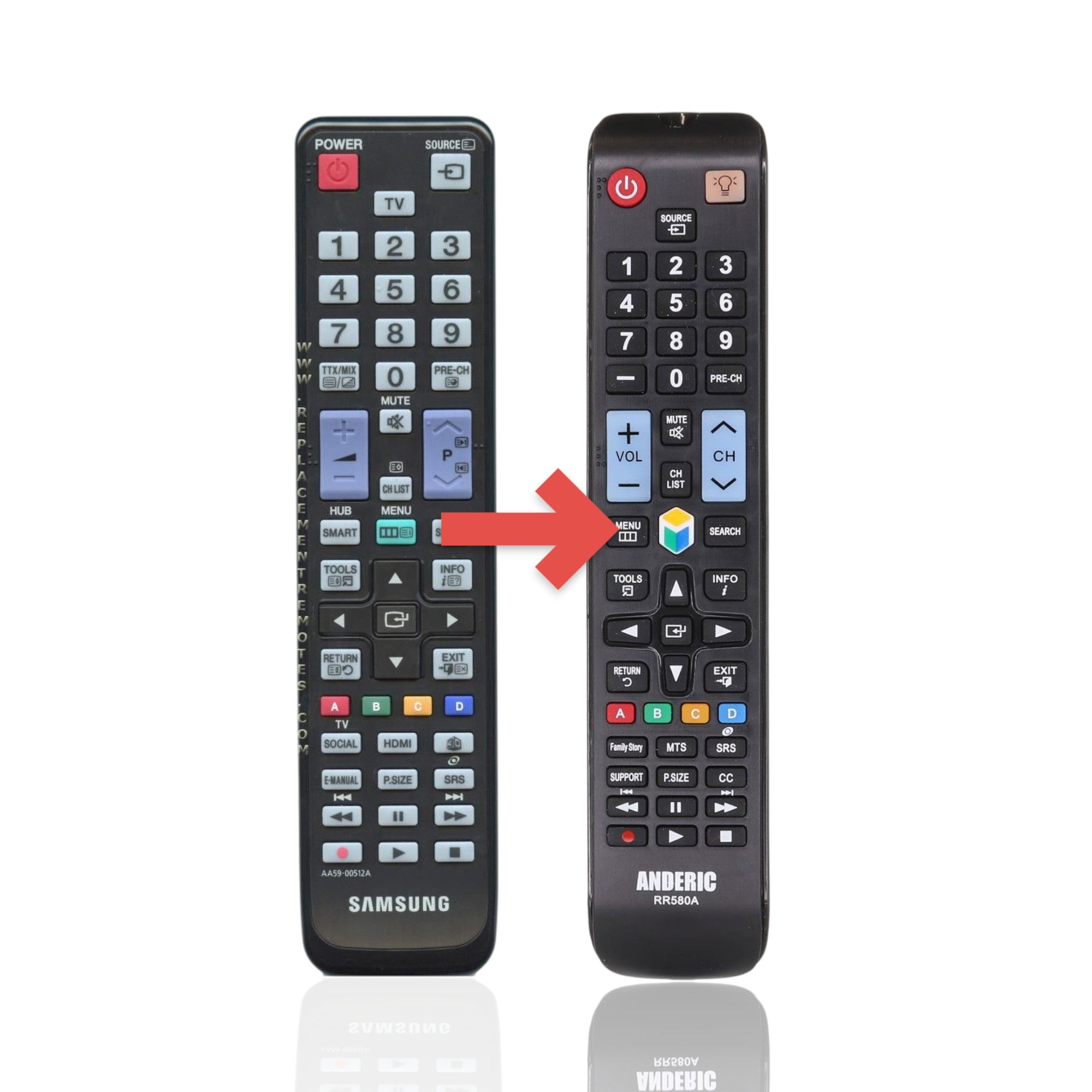 Anderic Substitute For Samsung AA59-00512A TV Remote Control - AA5900512A [RR580A]