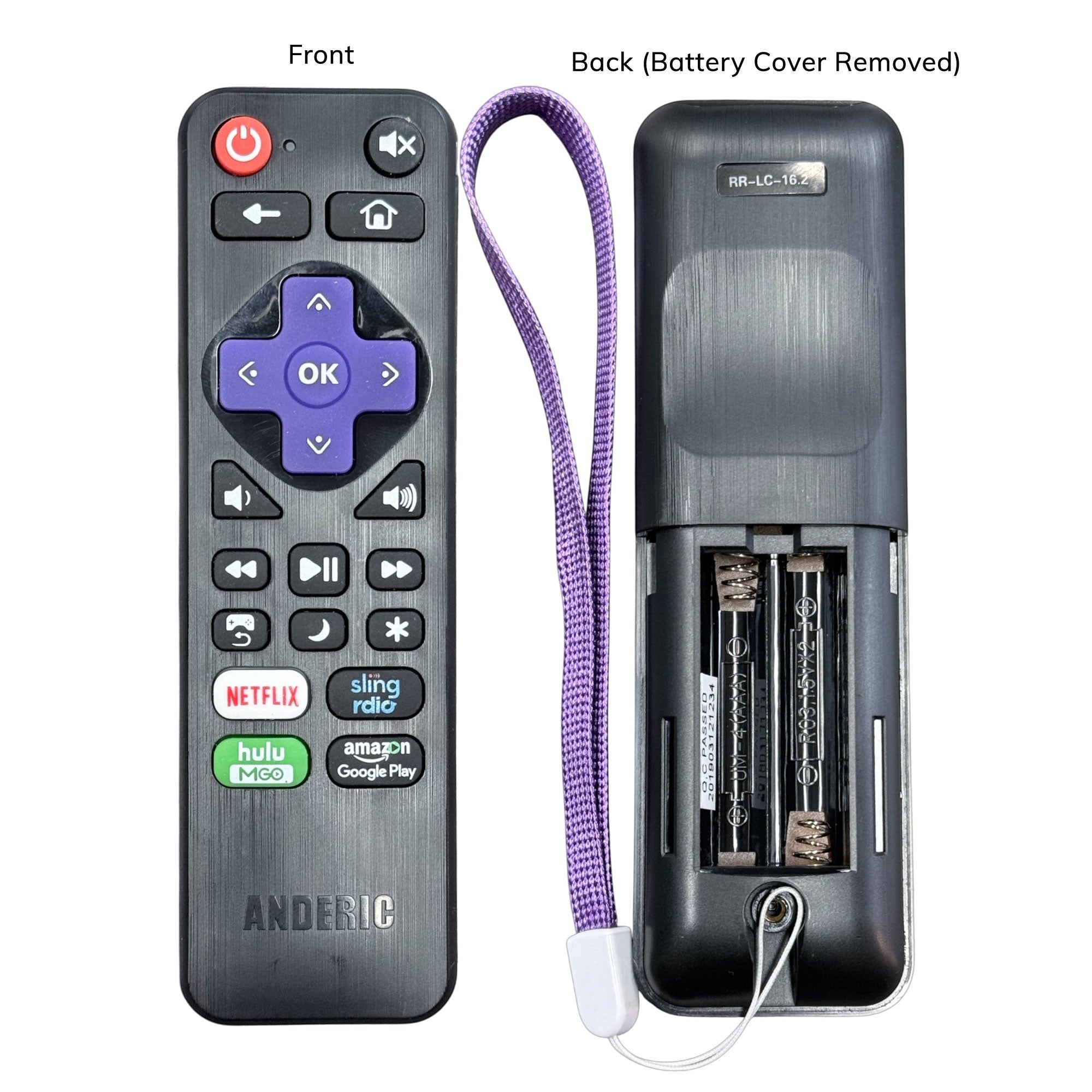 Anderic Substitute for Sharp LC-RCRCA-20 Roku TV Remote Control 398GR10BESPN005 [RRLC16]